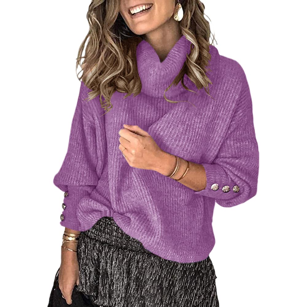 Women's Oversized Turtleneck Chunky Knit Pullover Sweater - Winter Warm Cowl Neck Long Sleeve Loose Slouchy Sweater for Casual Outfits & Cozy Home Wear