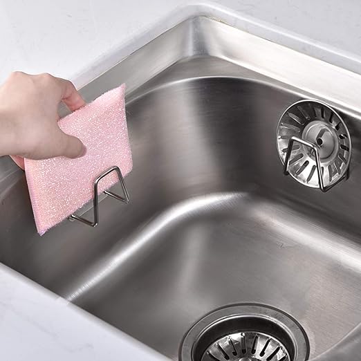 Premium Rustproof & Waterproof Kitchen Sink Caddy - 2 Pack Adhesive Sponge Holder for Dish Scrubber | Organize Sink Accessories | Perfect for Kitchen, Bathroom & RV Use