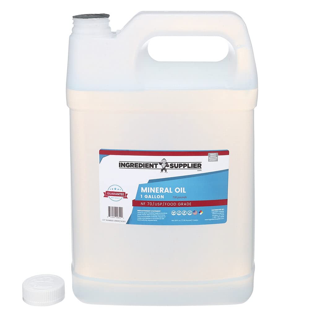 USP/NF Grade Mineral Oil 1 Gallon (128oz) - Vegan, Non-GMO, Made in USA - Perfect for Woodworking, Cutting Boards & Skin Care