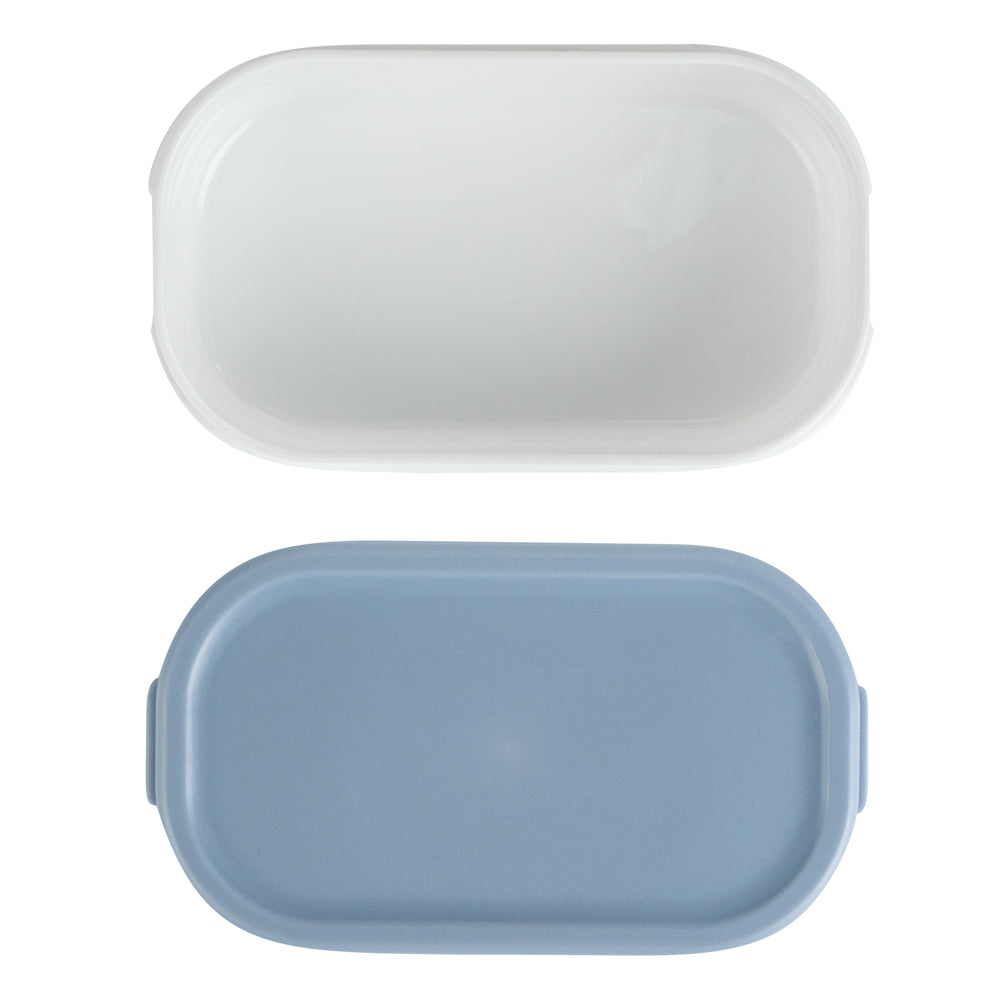 Bento Tek 3oz White Buddha Box Snack & Sauce Containers with Blue Lids (4-Pack) – Perfect for Lunch Boxes, Meal Prep, and On-the-Go Snacks | 3.75