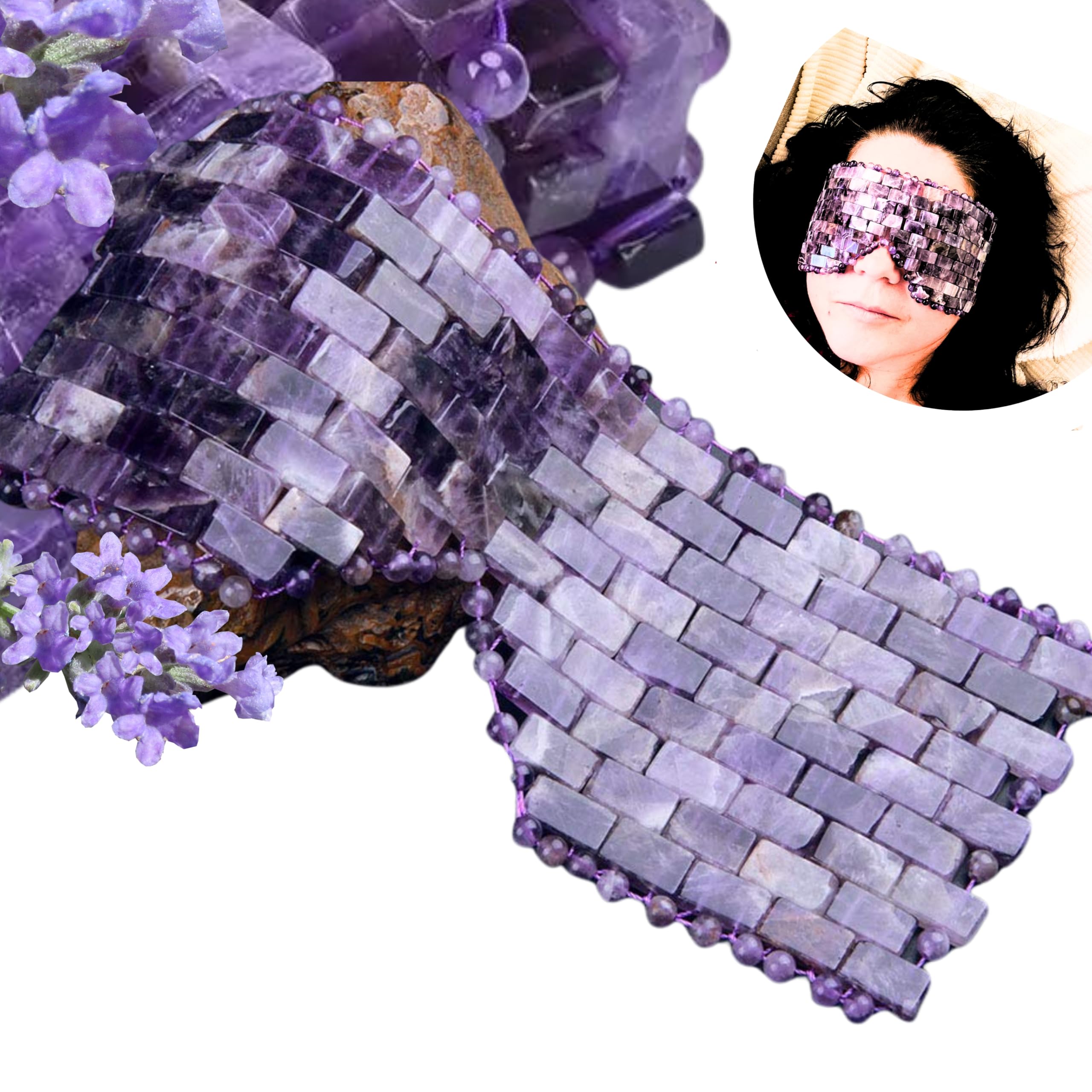 Amethyst Face Mask & Eye Roller Set - Natural Crystal Therapy for Relaxation & Stress Relief - Perfect Gift for Women, Wife, Mom - Use at Home, Spa, or Travel