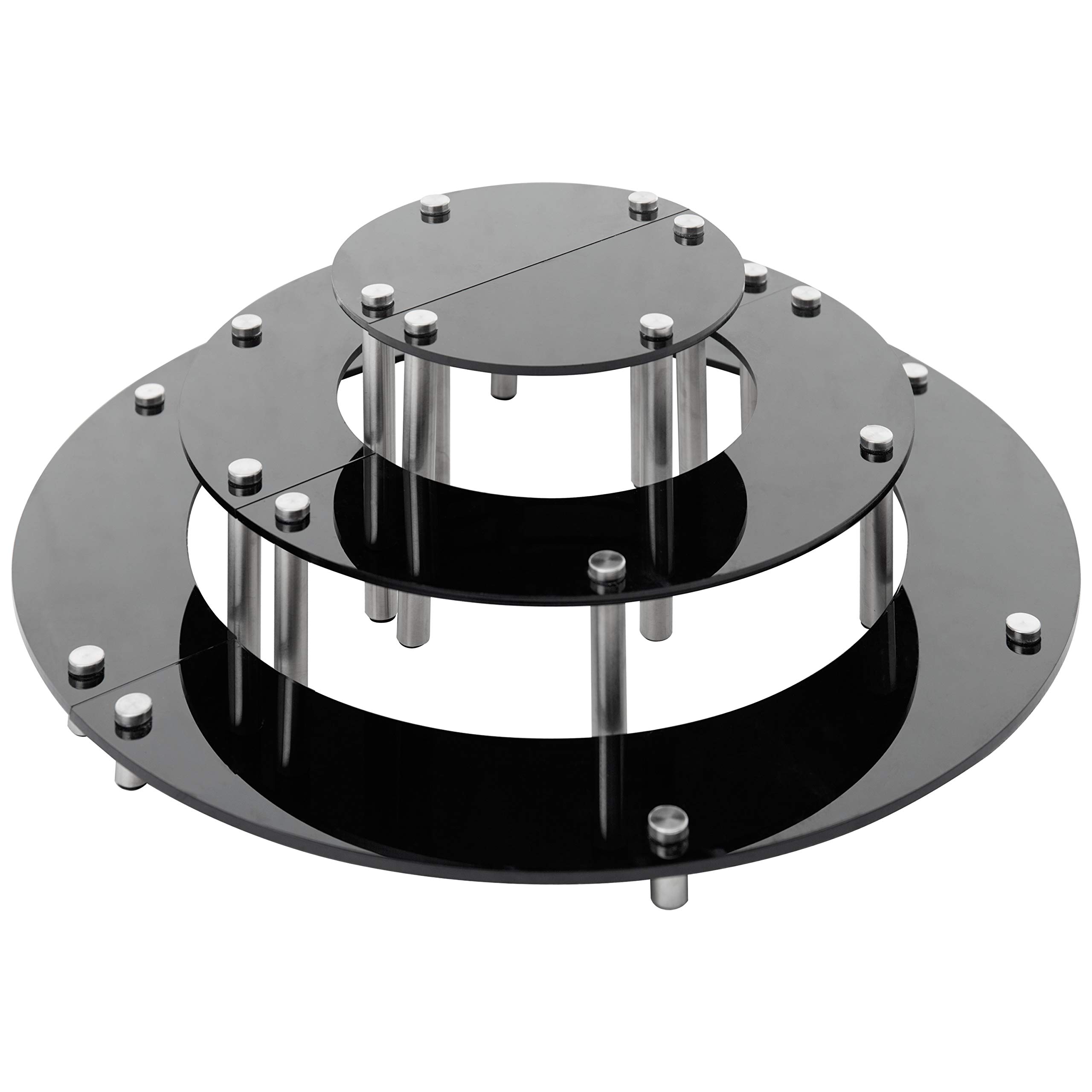 MyGift 6-Piece Black Acrylic Semicircle Cupcake Stand Set - Dessert Display Riser for Tabletop Showcase, Party Serving & Bakery Presentation