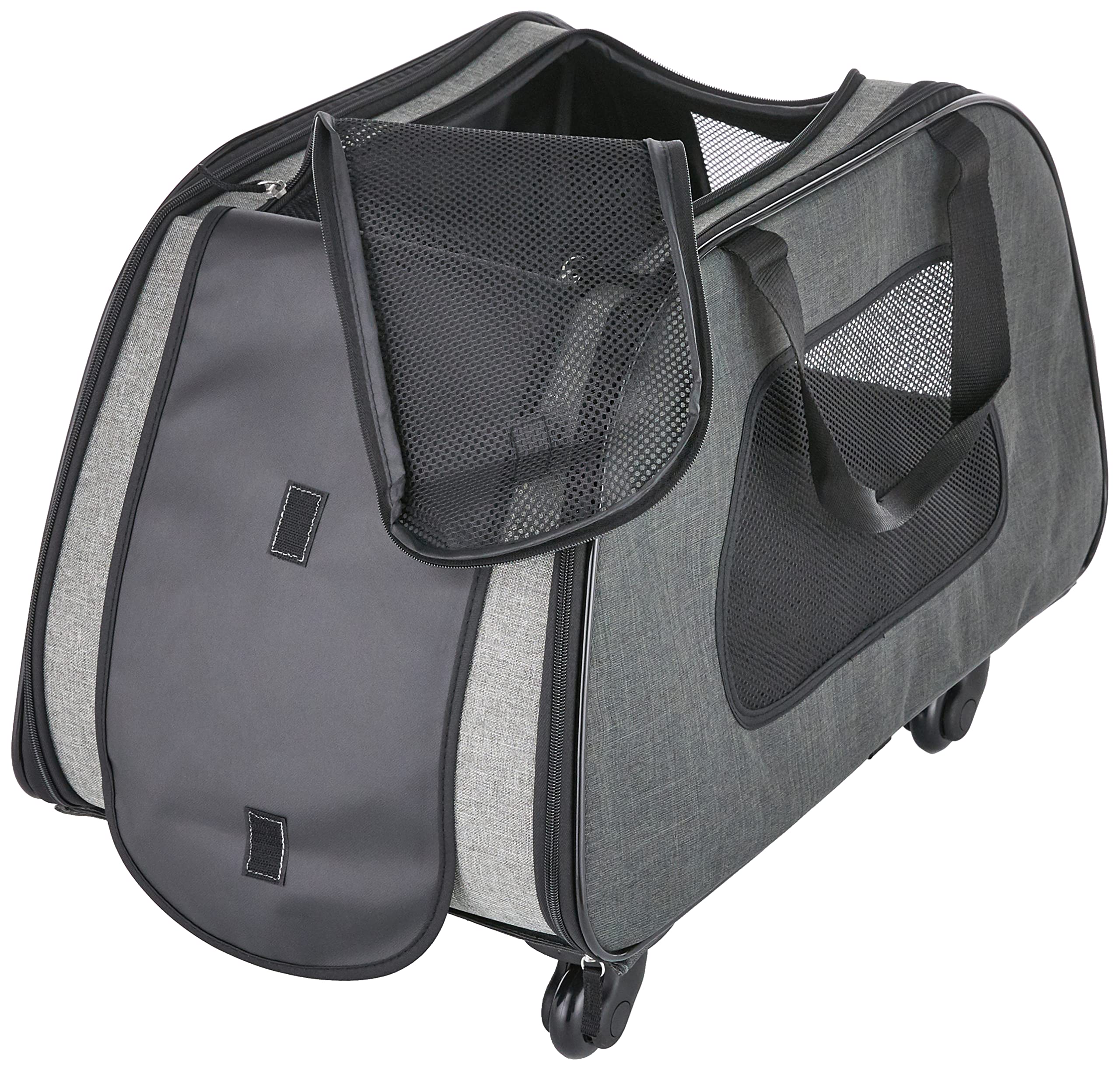 Trixie Wheeled Pet Carrier for Dogs - Grey, 26.4