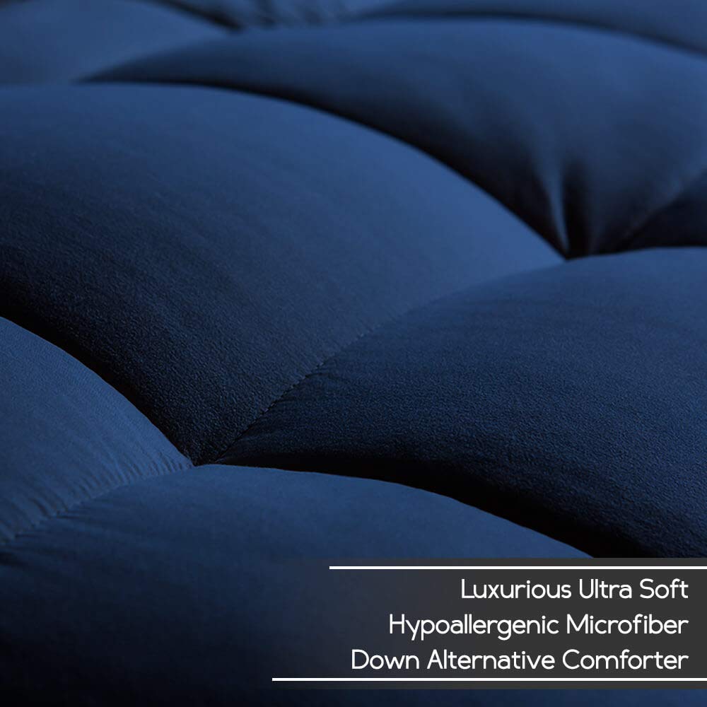 Navy Blue Twin XL Down Alternative Comforter Set - Hypoallergenic & Ultra Soft by Ivy Union - Perfect for Dorm Rooms, Guest Beds & Cozy Nights