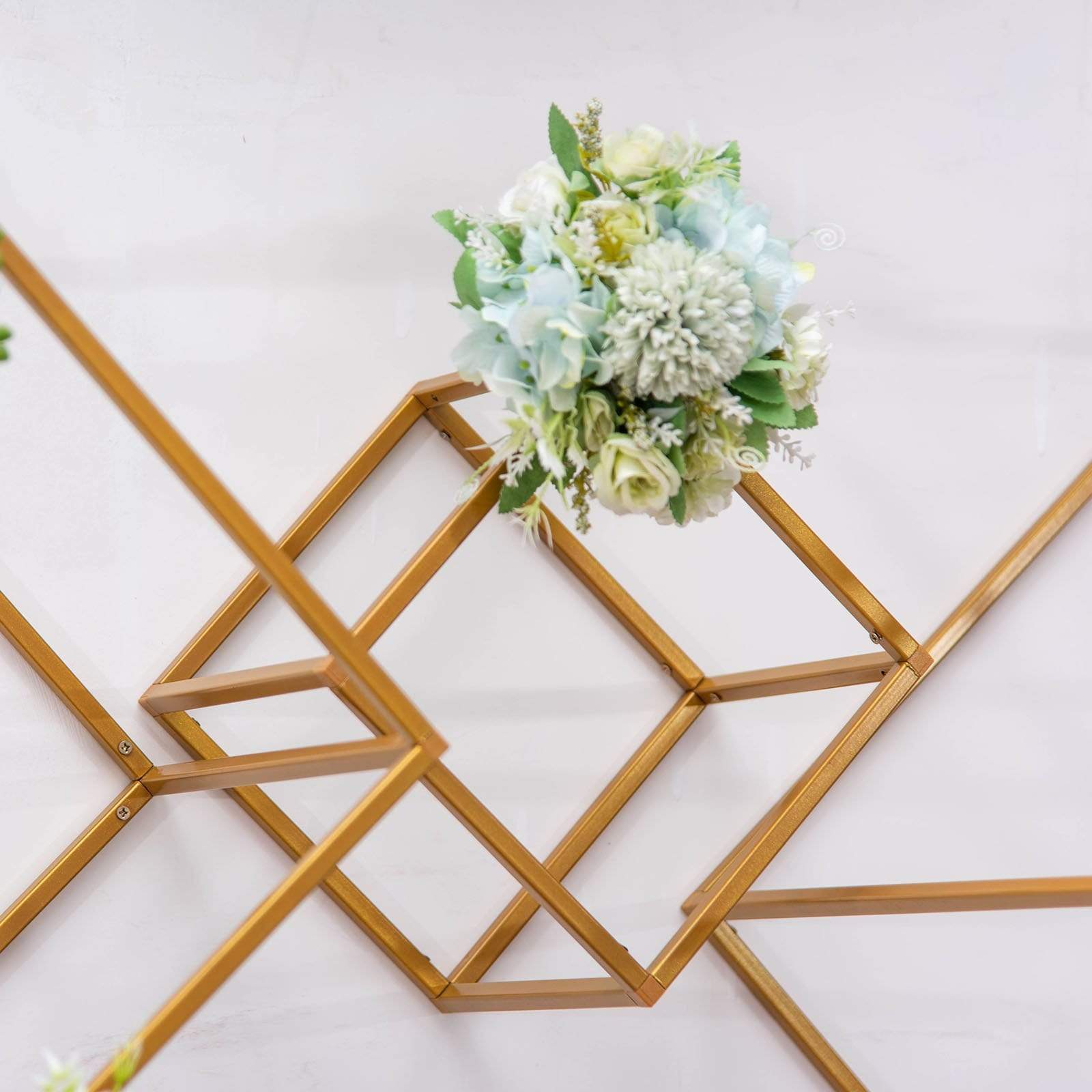 2 Pack Geometric Cube Metal Stands - Elegant Wedding Flower Vase Holders for Centerpieces, Table Decor & Home Display
