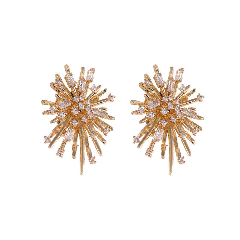 Sparkling Diamond Stud Earrings for Women - 14K Gold Plated Cubic Zirconia Earrings | HE2034 | Perfect for Weddings, Parties & Special Occasions
