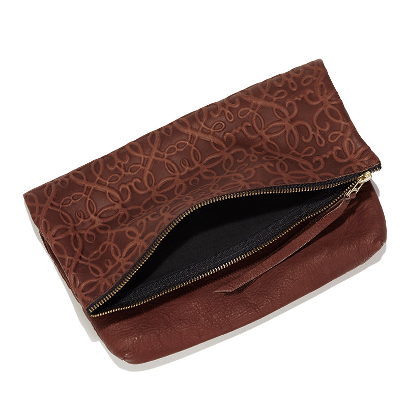 Gabriel Genuine Leather Fold Over Clutch Purse for Women - Stylish Brown Crossbody Bag for Evening Parties, Date Night & Special Occasions