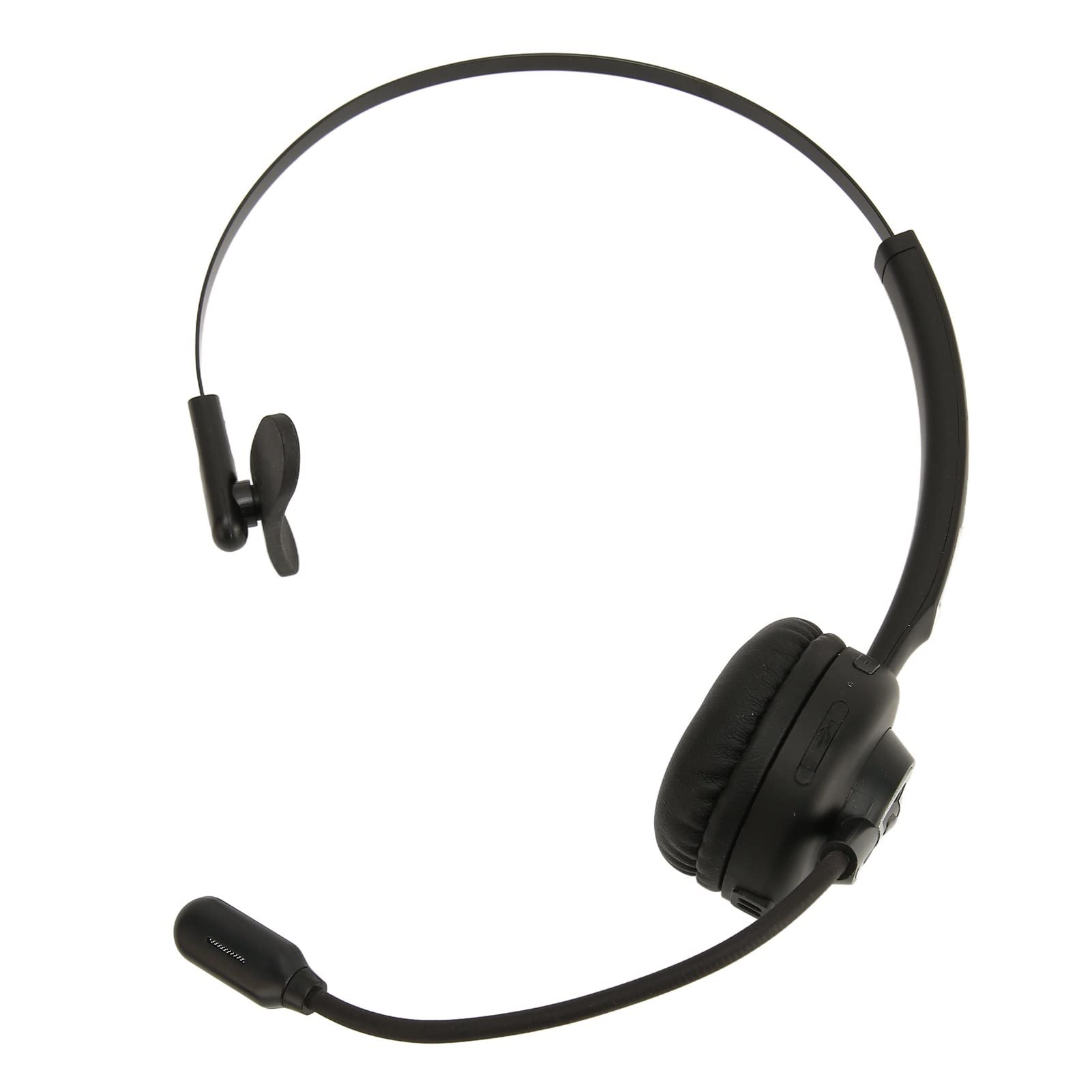 Single Ear 5.0 Bluetooth Headset with Microphone & Charging Base - Noise Canceling On-Ear Headphones for Cell Phone, PC, Call Center & Office - Perfect for Remote Work, Customer Service & Long Business Calls