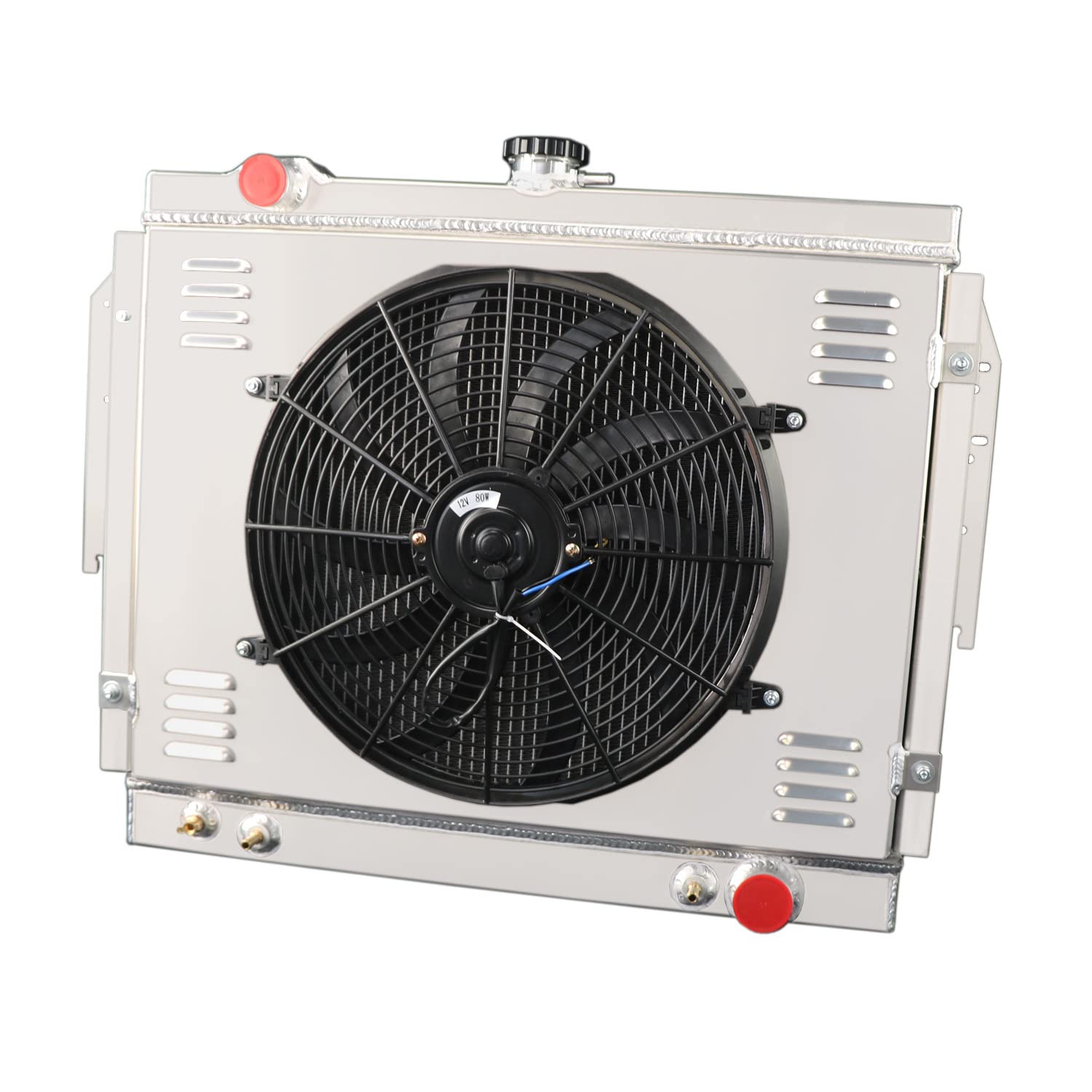 ALLOYWORKS 3-Row Aluminum Radiator with Shroud Fan & Relay Kit for 1979-1993 Dodge D/W Series 100-450 & Ramcharger | 5.2L 5.9L V8 Engine | Heavy-Duty Cooling Upgrade for Off-Road & Towing