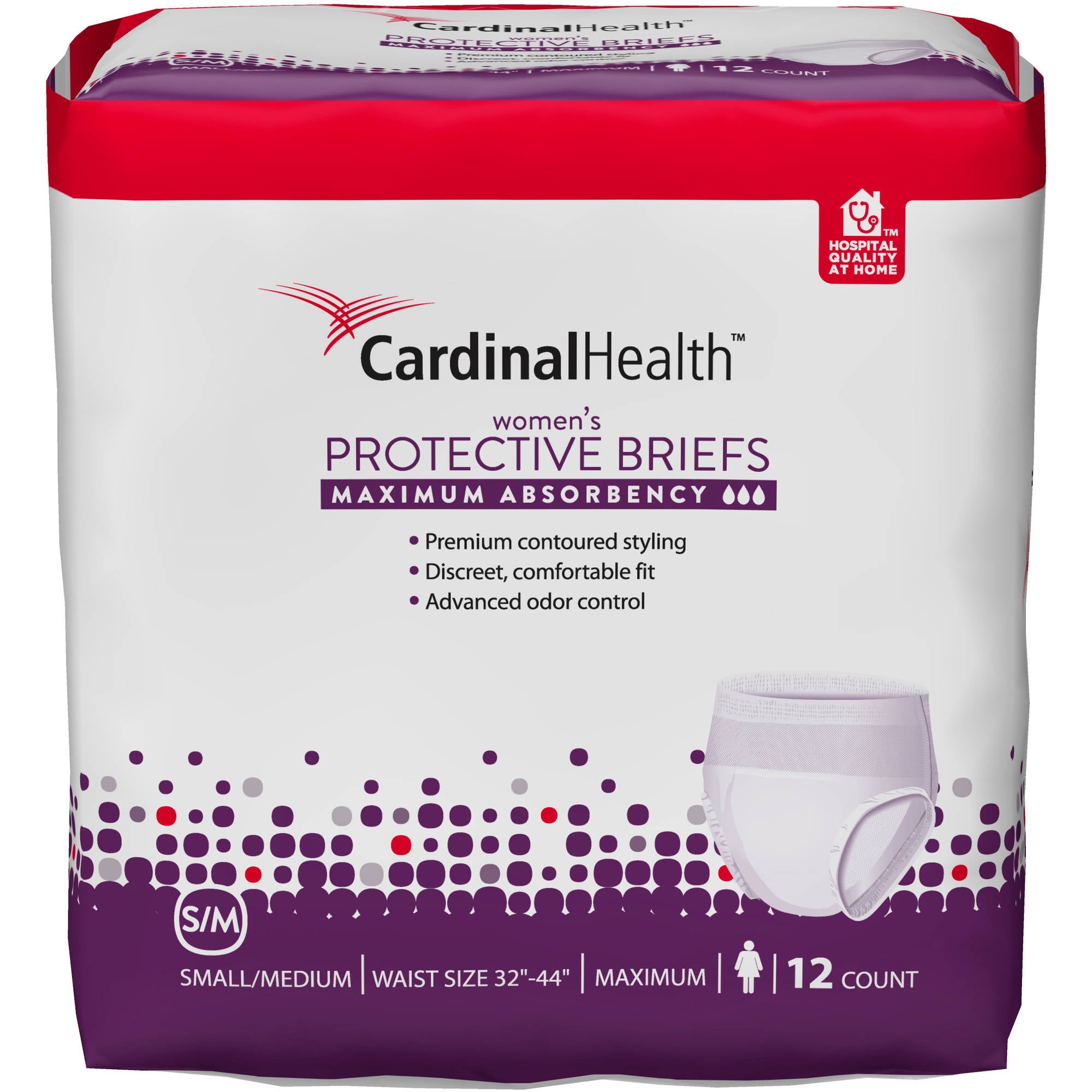 Cardinal UWFBSM Protective Underwear for Women - Incontinence Briefs, Absorbent Underwear, Case of 48 (48 Count) | Ideal for Elderly Care, Postpartum Recovery & Hospital Use
