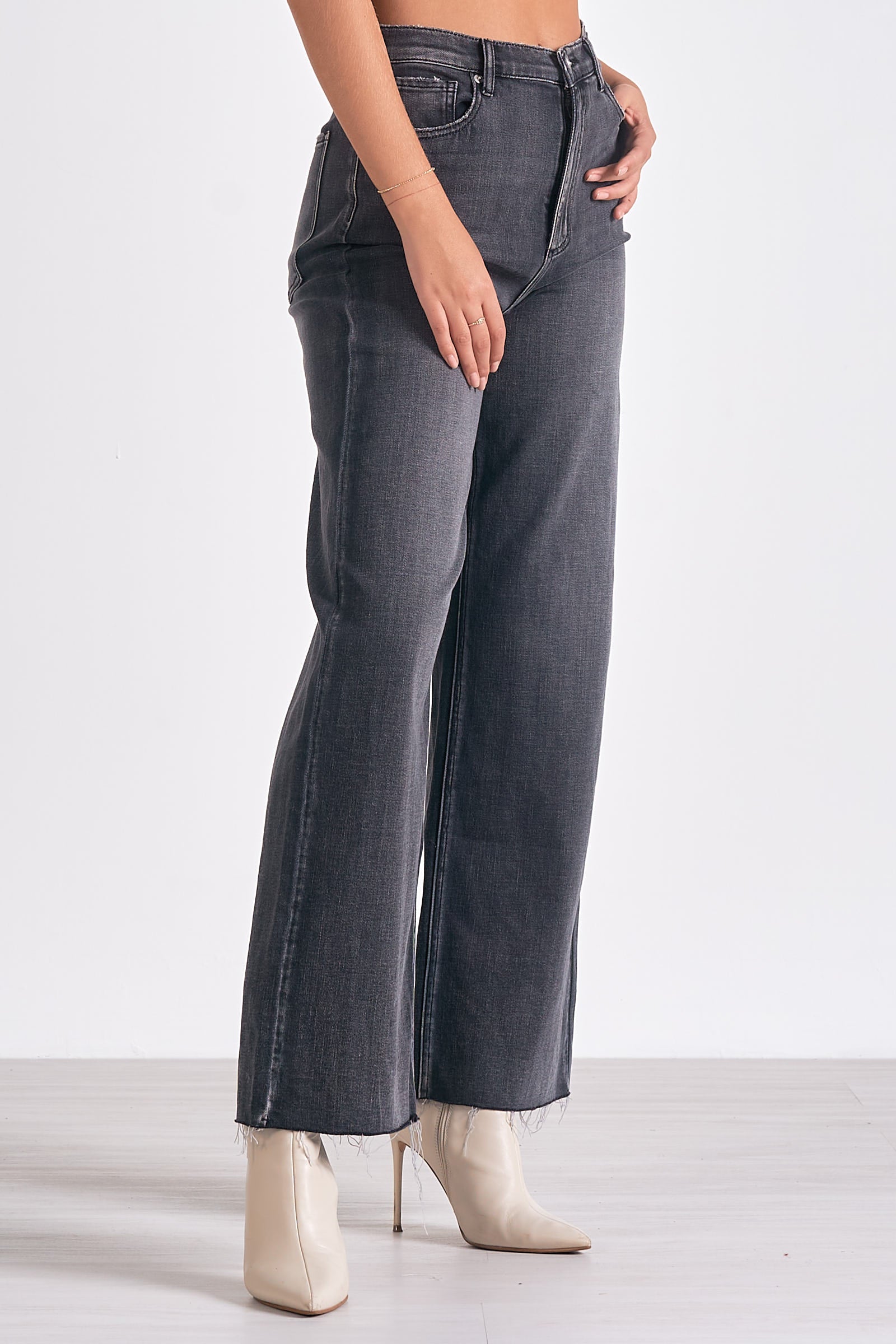 Black Wash Wide Leg Jeans for Women - High Waisted Stretch Denim Pants - Casual & Comfortable Jeans for Everyday Wear, Work, and Weekend Outfits