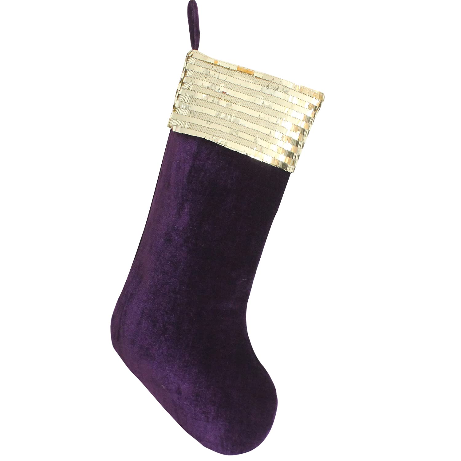 5-Pack Purple Velvet Christmas Stockings with Golden Sequins - Festive Holiday Gift Bags for Xmas Decorations, Party Favors & Cozy Winter Socks (Solid Color Luxury Velvet)