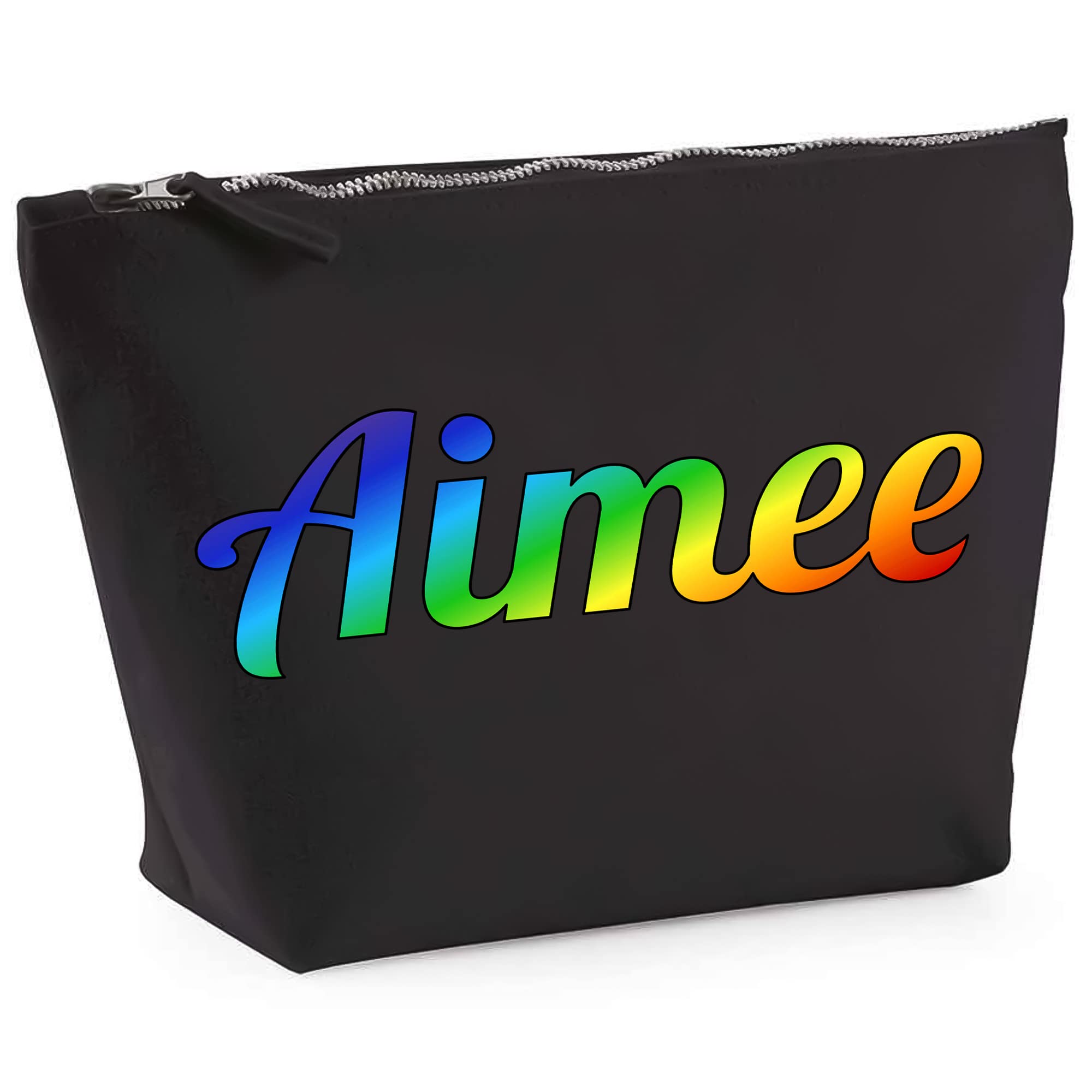 **Custom Rainbow Print Makeup Bag - Personalized Birthday Gift for Women, Travel Cosmetic Pouch, Makeup Organizer (Medium, Black) - Perfect for Travel, Gifts & Daily Beauty Essentials**