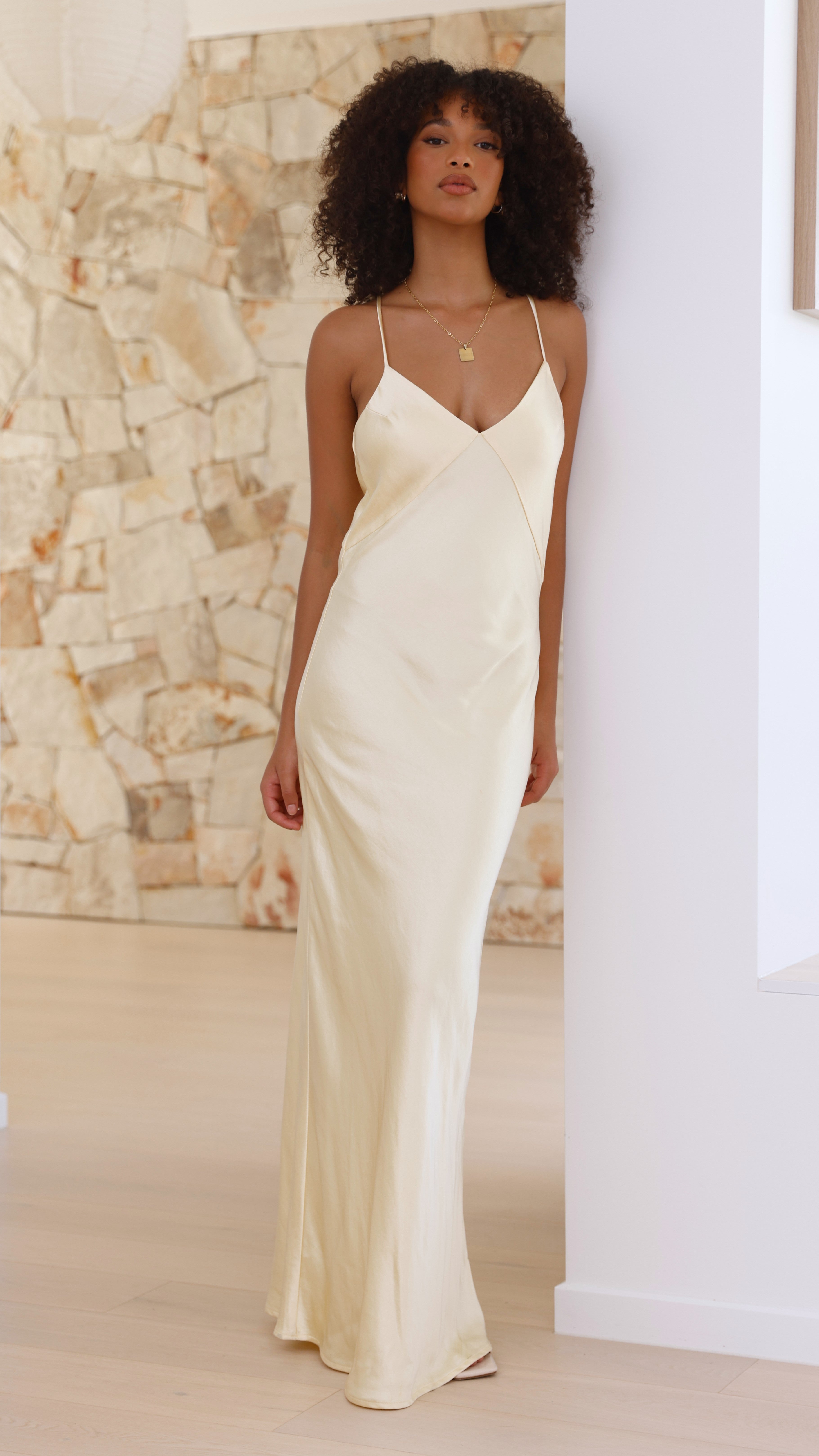 Gisella Women's Maxi Dress in Yellow - Flowy Long Summer Dress for Beach, Vacation & Casual Wear