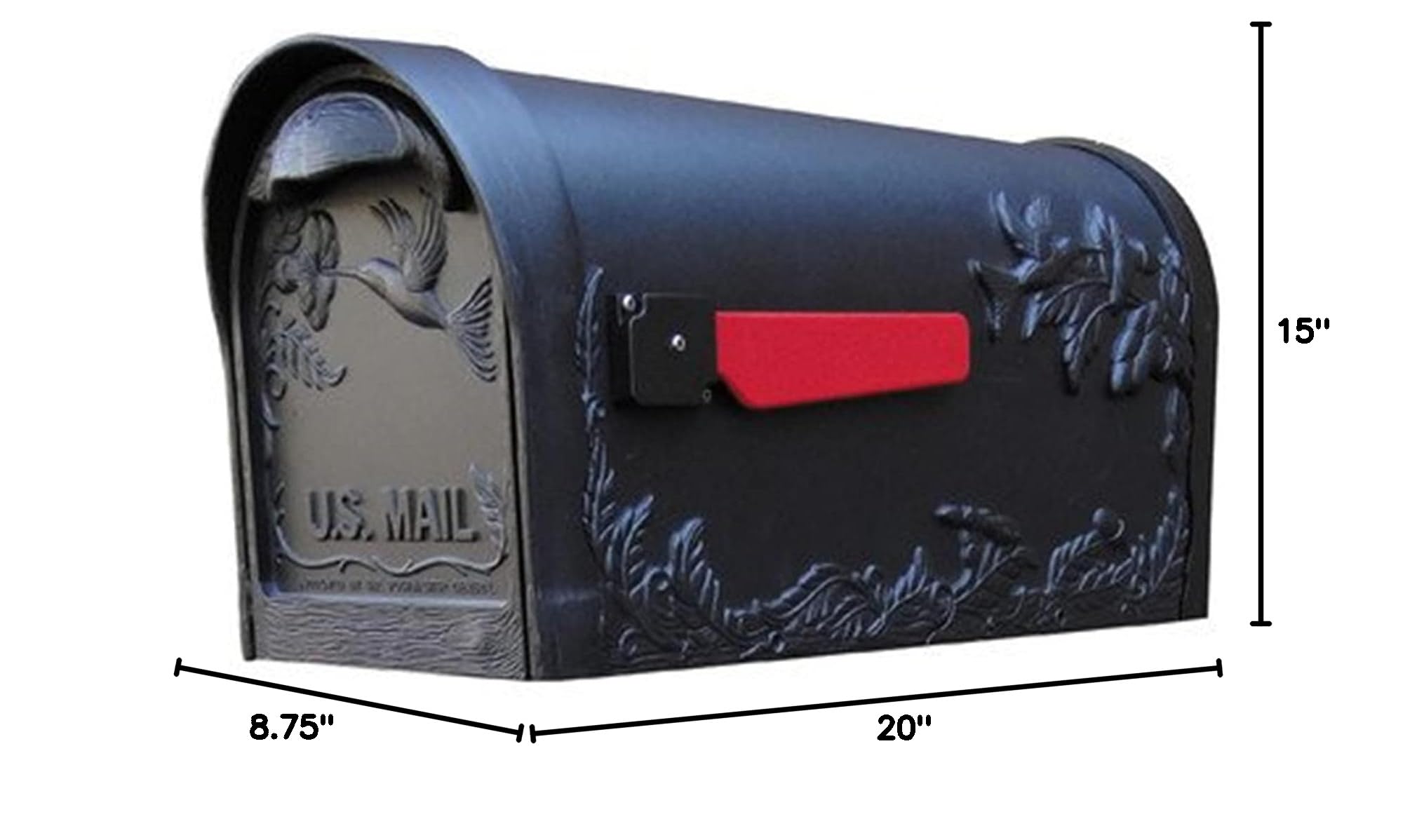 White Aluminum Hummingbird Curbside Mailbox with Paper Tube - SCB-2005-WH Post Mount Mailbox for Home & Garden - Durable Outdoor Mailbox for Residential Use