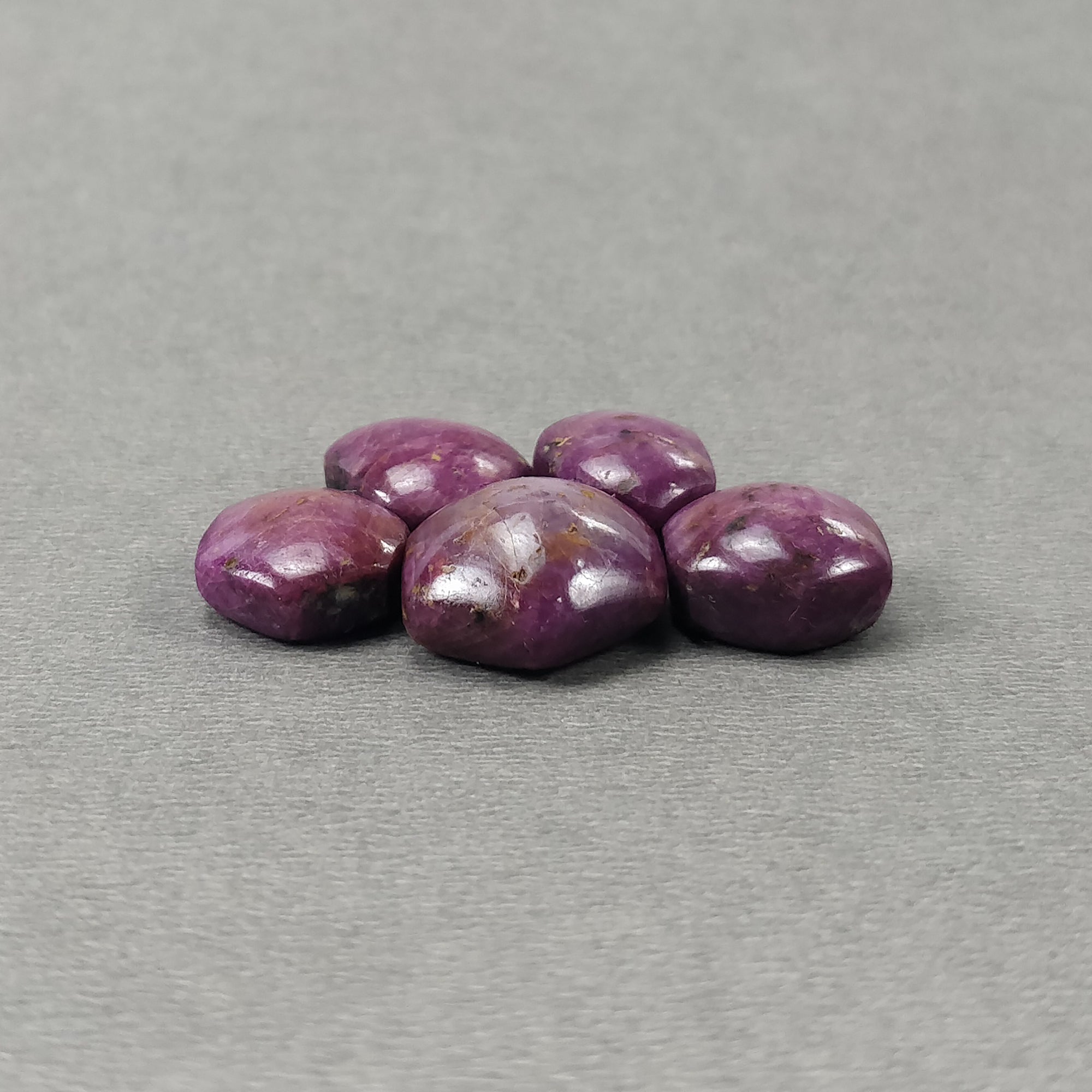 Natural Untreated 65.70cts Red 6-Ray Star Ruby Gemstone Cabochon - Hexagon Shape 12x10mm to 17x14mm (5 Pieces) for Jewelry Making, Engagement Rings & Collector's Display