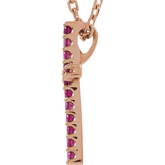 14KT Gold 0.17 CTW Genuine Ruby Petite Cross Necklace for Women - Elegant Religious Jewelry Gift for Baptism, First Communion & Everyday Wear