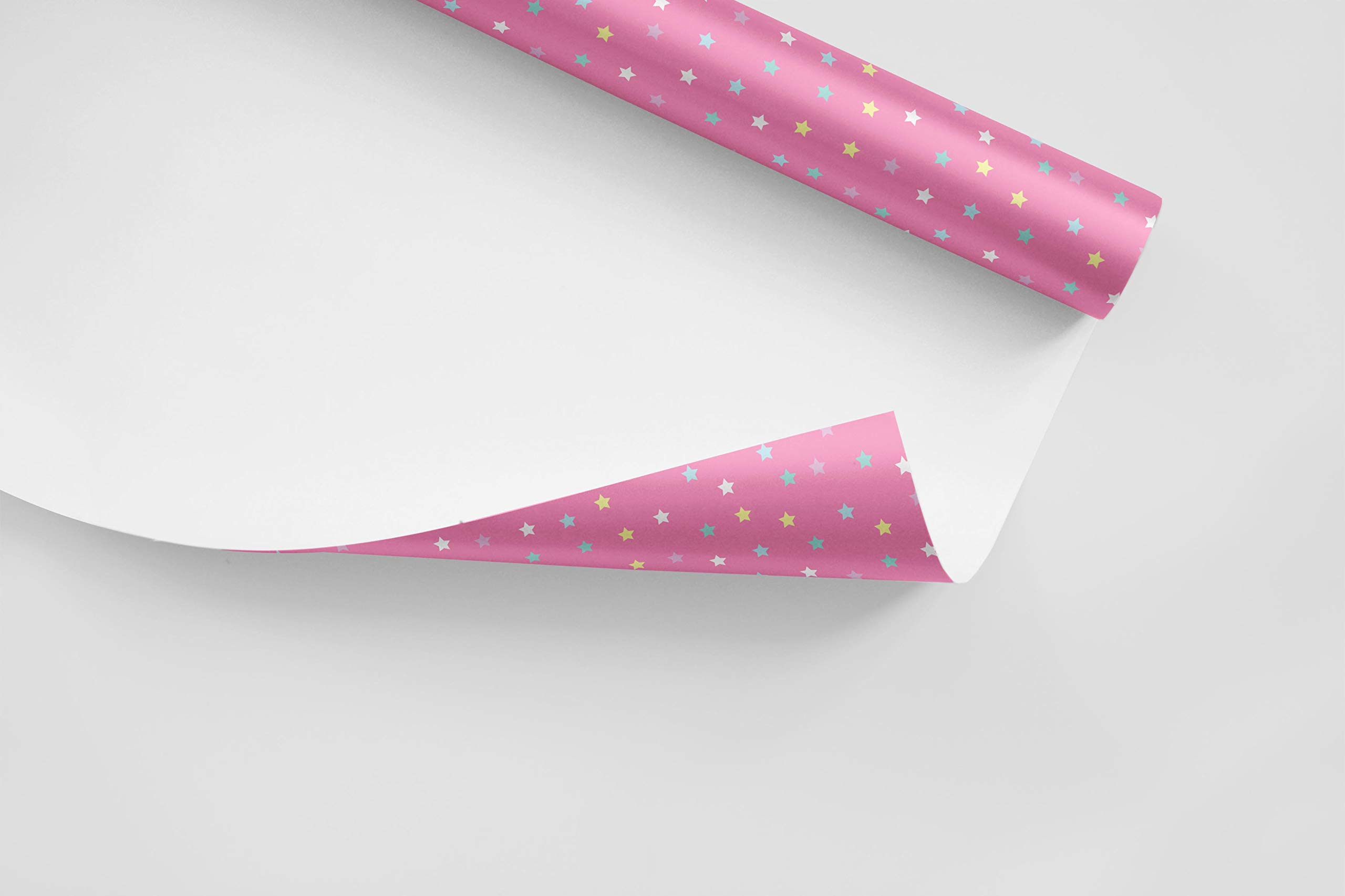 Premium Visual Creation Wrapping Paper Sheets - 3-Pack Star Design in Pink for Gift Wrapping, Birthdays, Diwali & Christmas | Perfect for Party Favors, Holiday Presents & Special Occasions