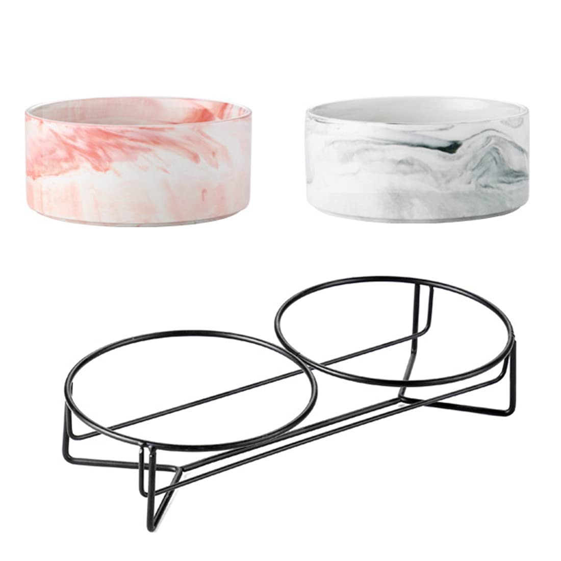 Elevated Ceramic Cat and Dog Food Bowls with Stand - Ergonomic Raised Pet Dish for Spine Health - Perfect for Small, Medium, and Large Pets at Home or Travel