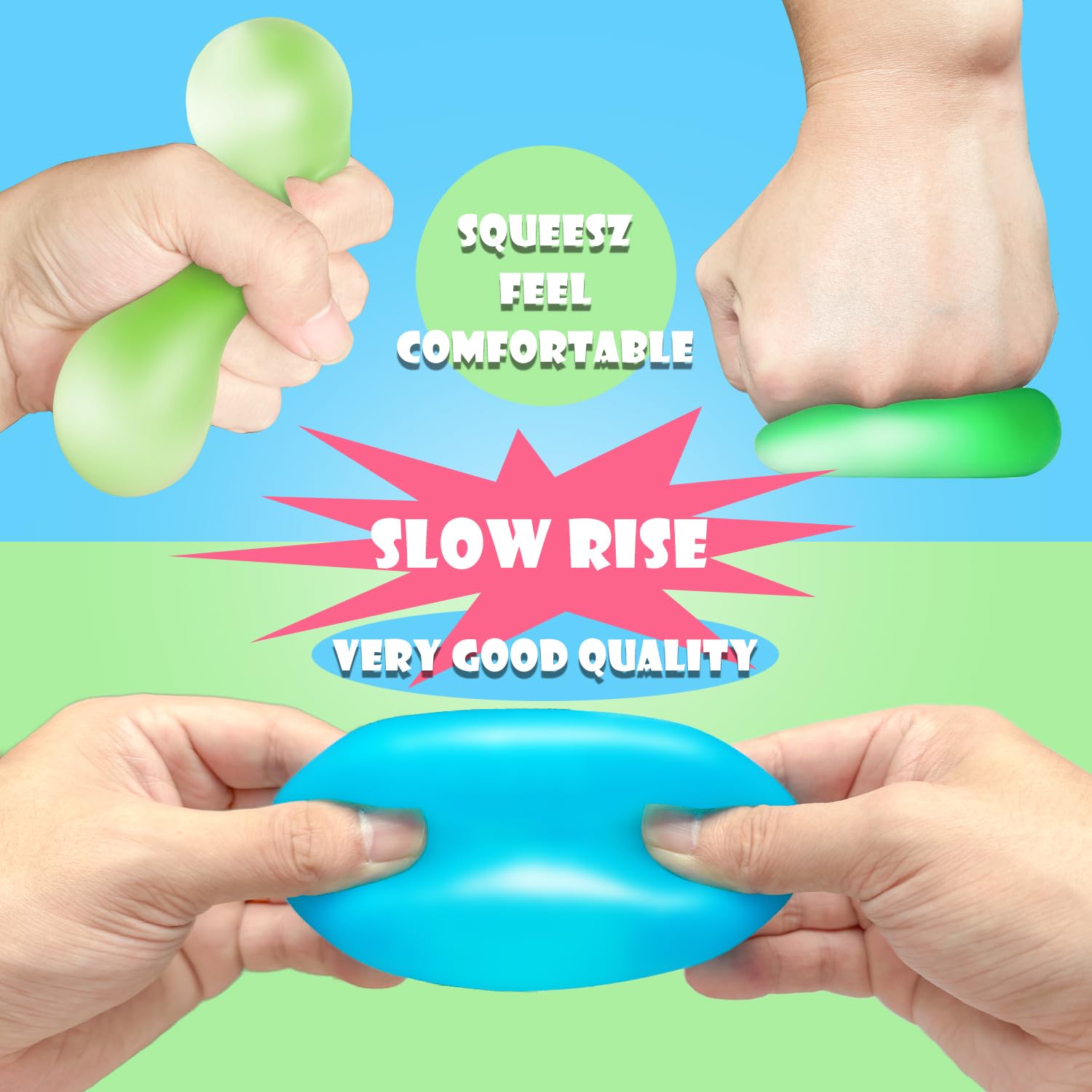 4Pcs Glow in The Dark Stress Relief Cube - Super Solid Squishy Sensory Fidget Toys for Kids & Adults - High Density Squeeze Balls for Anxiety, ADHD, Office & Classroom Focus