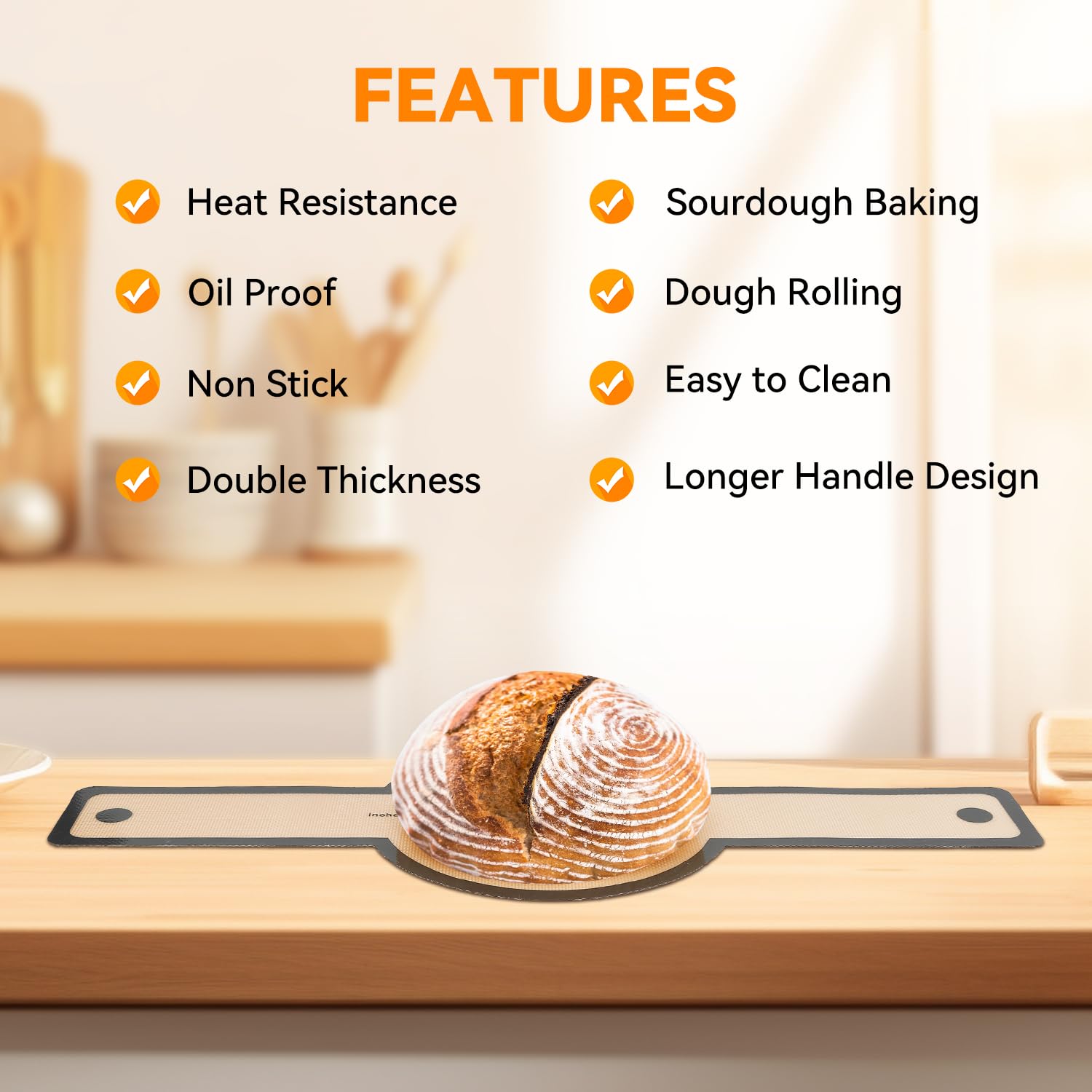 Platinum Silicone Bread Sling for Dutch Oven - Extra Thick Reusable Non-Stick Baking Mat with Long Handles for Easy Sourdough Bread Transfer | Perfect for Artisan Bread Baking, Home Kitchen & Professional Bakers