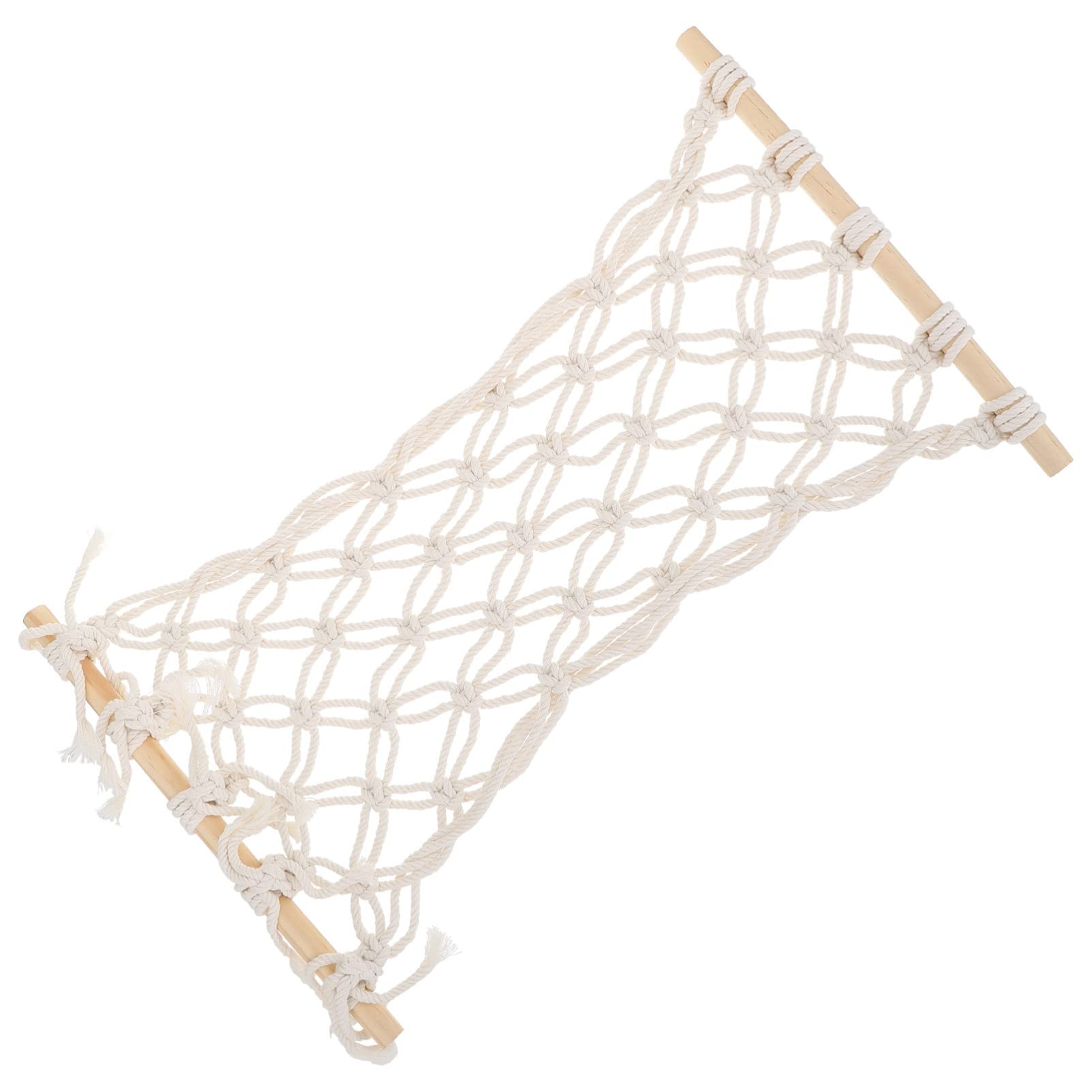 Macrame Fruit Hammock Holder - Handmade Rustic Decor for Kitchen, Dining Room & Outdoor Use | Wooden Vegetable & Food Basket in White | Perfect for Organizing Fruits, Vegetables & Household Items