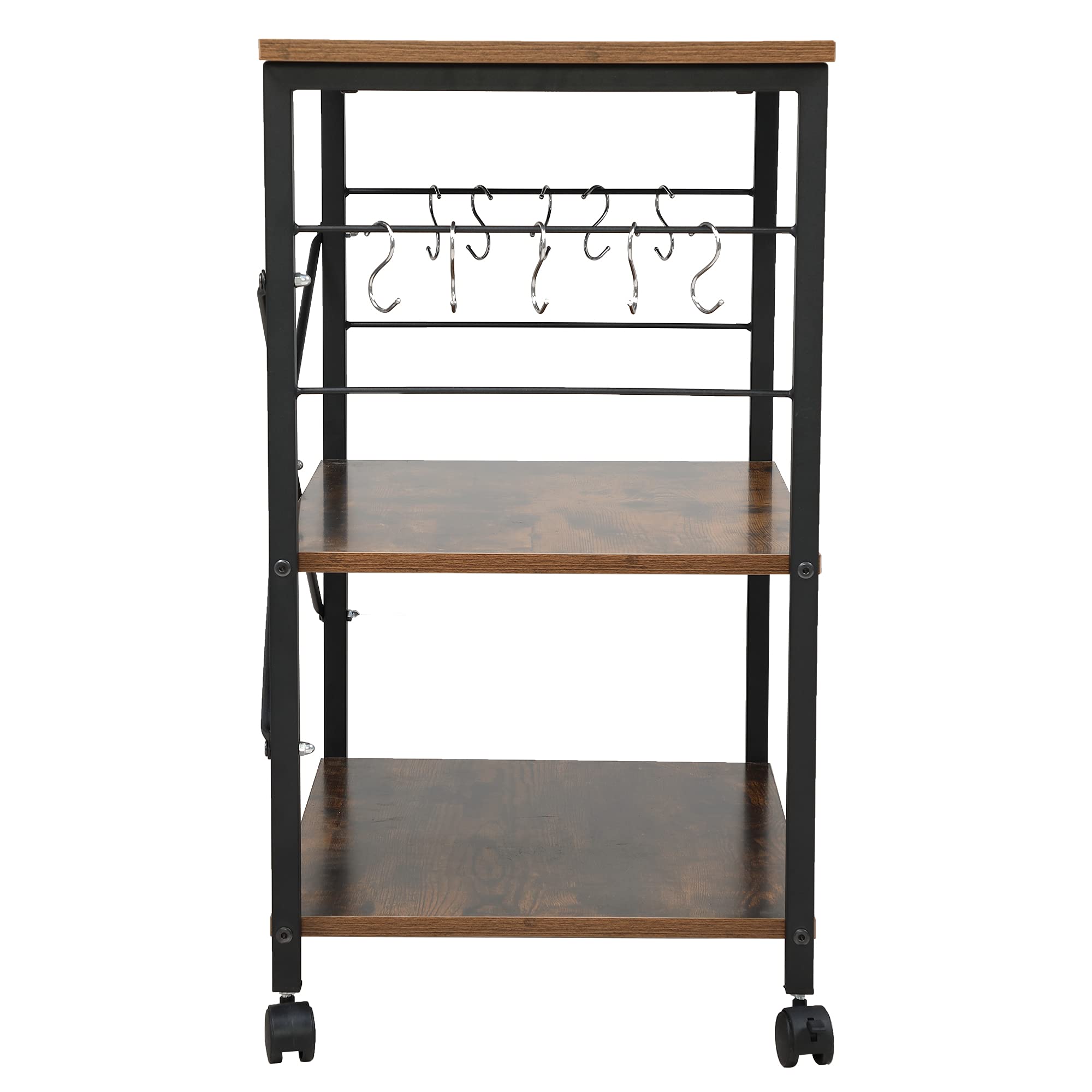 **Goujxcy Mobile Kitchen Island Cart with Storage - Rolling Kitchen Cart with Lockable Wheels, Adjustable Shelves, Drawers & Cabinets - Perfect for Small Kitchens, Dining Rooms & Food Prep (Dark Brown)**