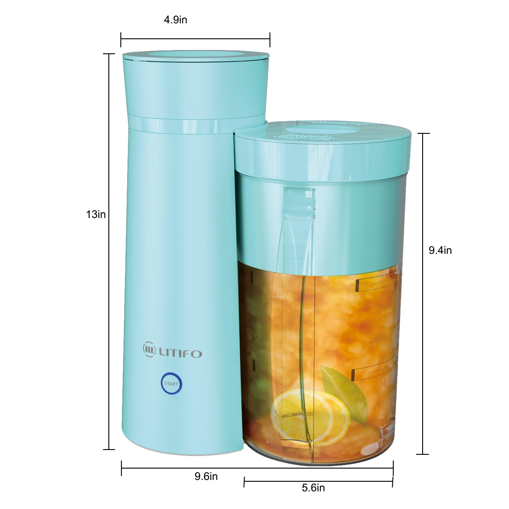 LITIFO 2-Quart Iced Tea Maker & Iced Coffee Brewer with Pitcher - Perfect for Fruit Infused Tea, Lemonade, Flavored Water - Light Green | Ideal for Home, Office, Parties & Outdoor Gatherings