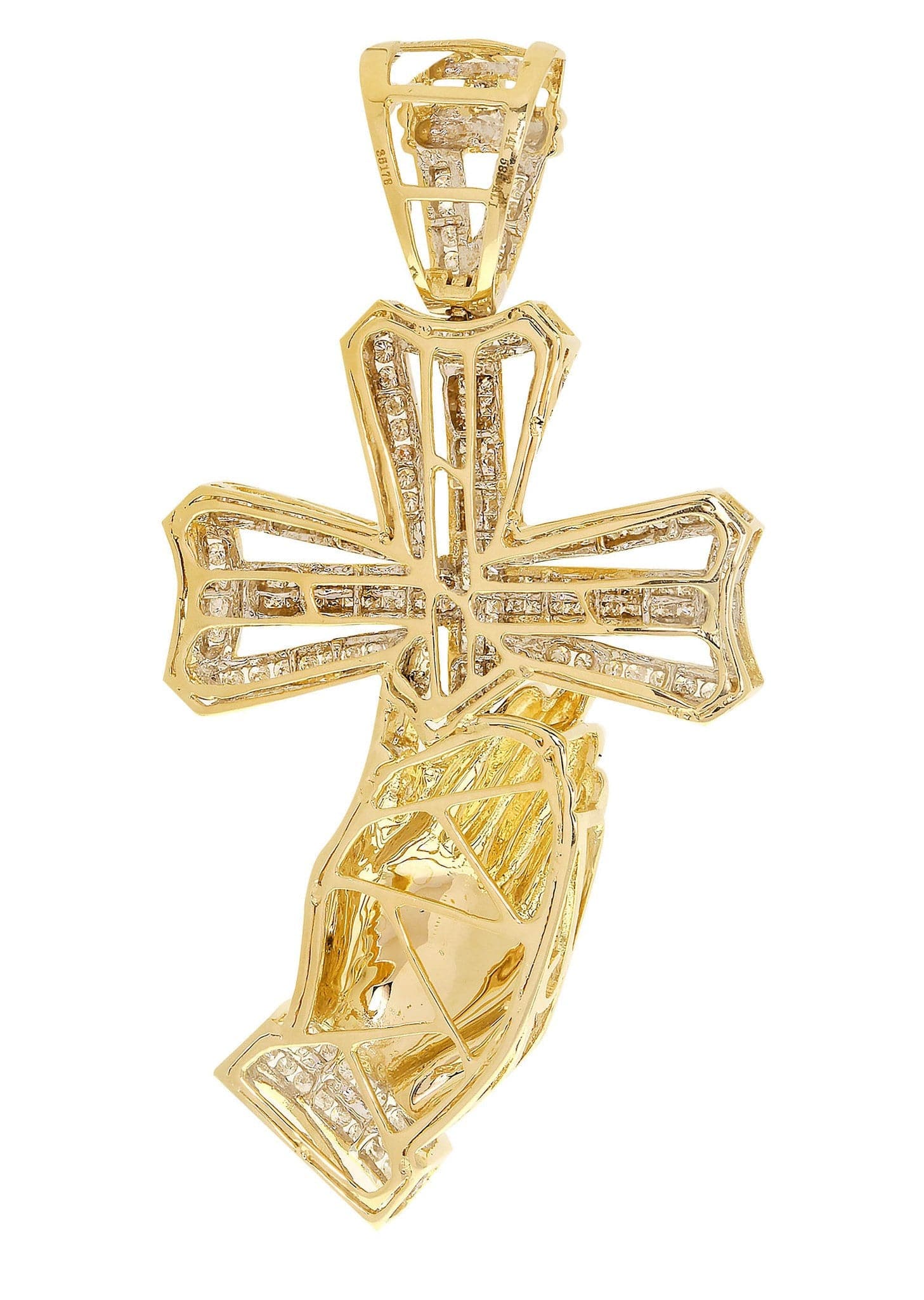 2.65 Carat Diamond Cross Pendant Necklace - 29.58 Grams Solid Gold Religious Jewelry for Women - Perfect for Baptism, First Communion & Wedding Gifts