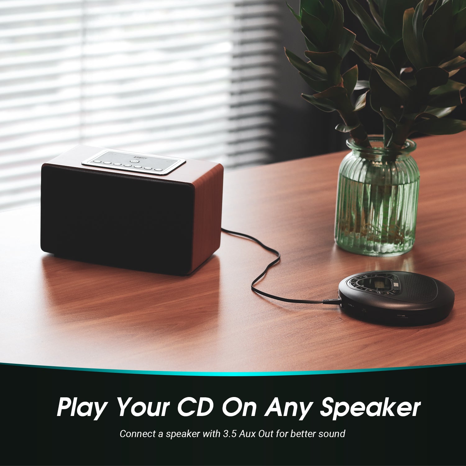 Portable CD Player with Rechargeable Battery, Built-in Speakers & AUX Input - August SE10 MP3 Player | Perfect for Commuting, Travel, and Home Listening