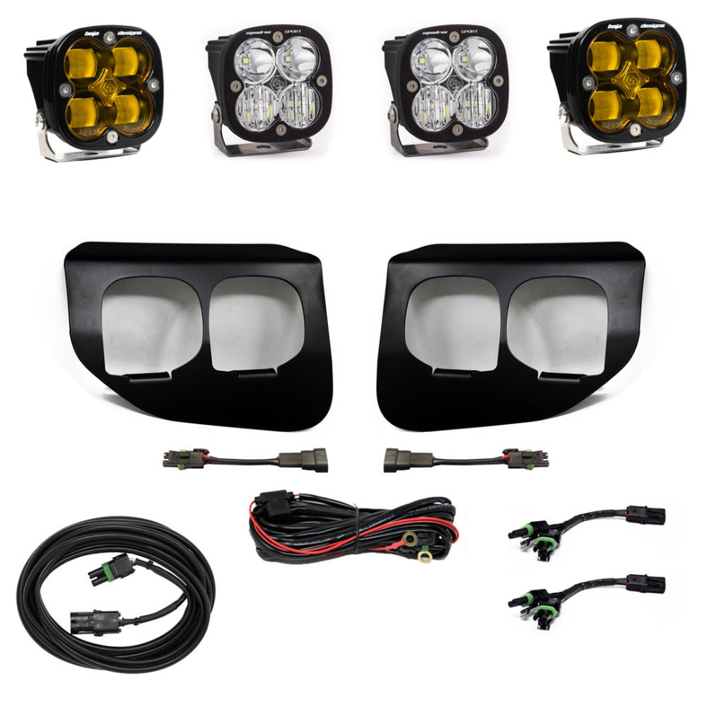 2022 Ford F250 F350 Baja Designs Squadron Sport SAE Dual Fog Light Kit - Off-Road LED Driving Lights for Enhanced Visibility in Fog & Night Driving
