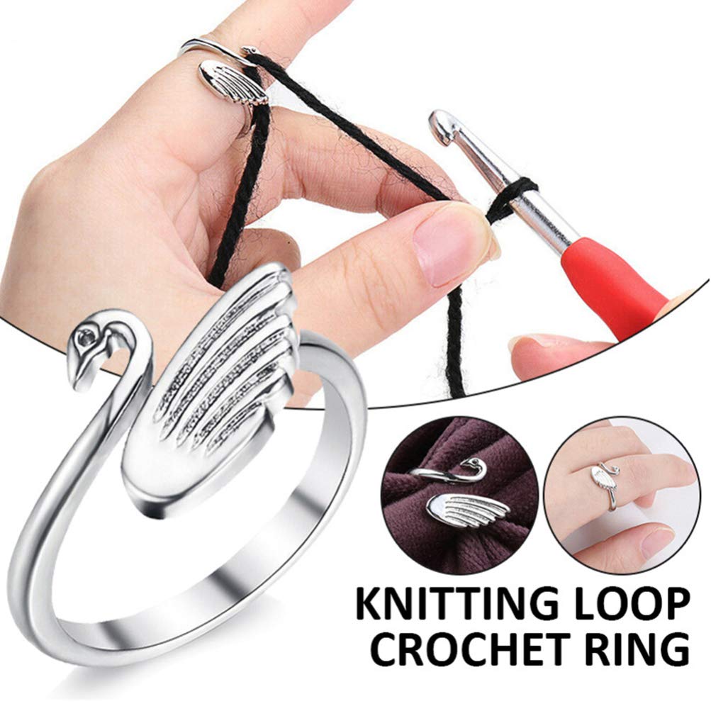 EXCEART Adjustable Knitting Crochet Ring - 2pcs Yarn Guide Finger Holder for DIY Knitting & Crochet Crafts | Perfect for Beginners, Handmade Scarves, Hats, and Sweaters