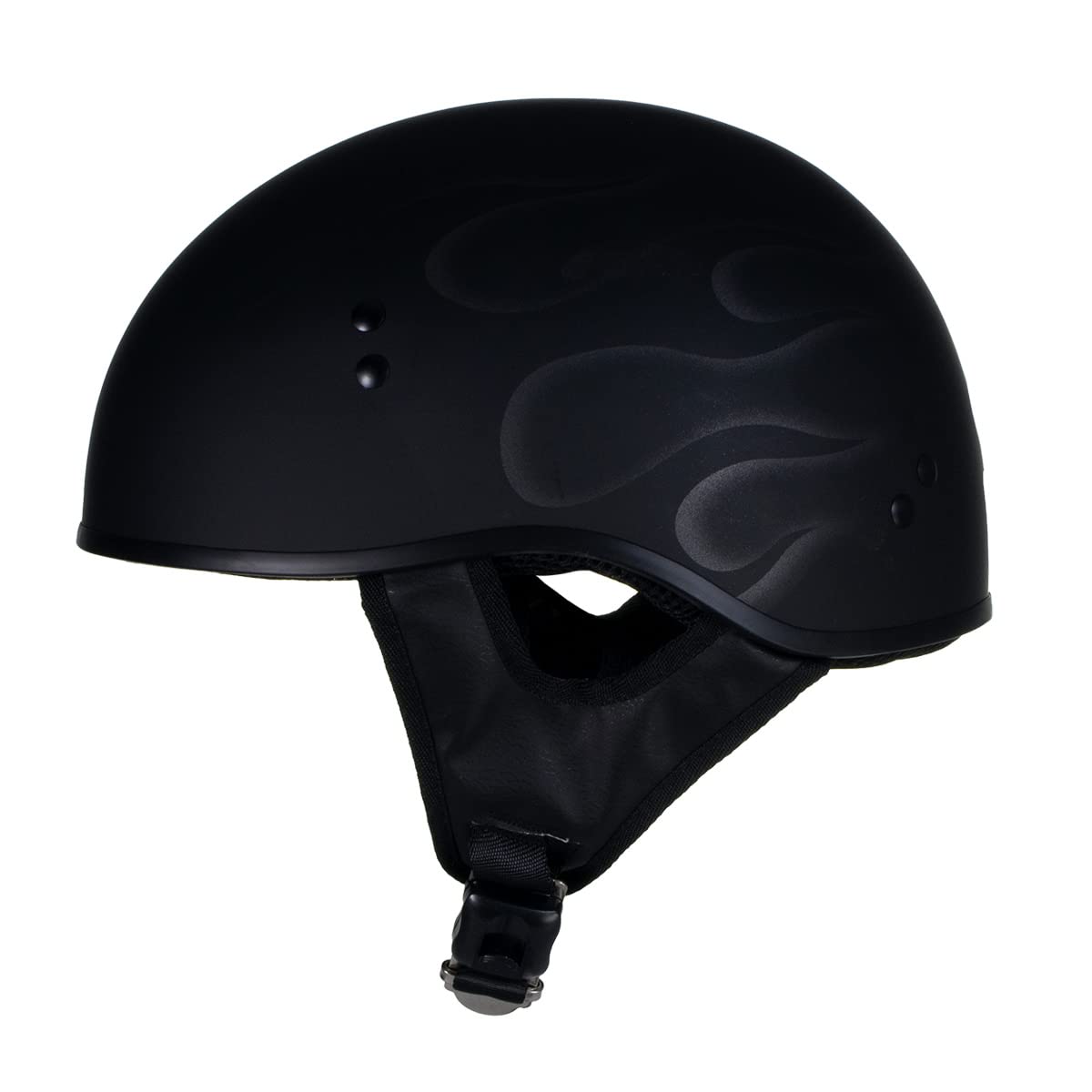 Hot Leathers HLT68 Type-1 Flat Black Flames DOT Approved Motorcycle Half Helmet with Skull Design - Medium Size for Cruiser & Harley Riders - Perfect for Urban Commuting & Weekend Rides