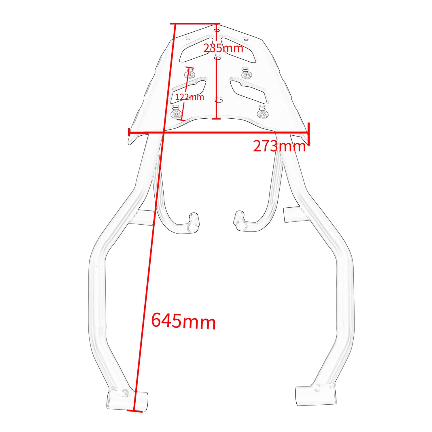 Yamaha Tenere 700 Motorcycle Rear Cargo Rack - Heavy Duty Steel Luggage Carrier Top Mount Bracket Kit for 2018-2024 Models - Perfect for Adventure Touring & Off-Road Travel Accessories