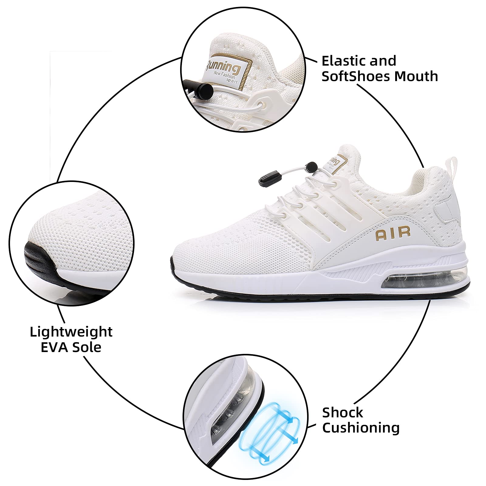 BOGOVER Men's Walking Shoes - Non-Slip Breathable Running Sneakers with Air Cushion for Tennis, Gym & Jogging | Lightweight Comfort for Workouts & Daily Wear