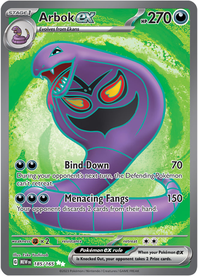 Arbok EX Pokemon Card 185/165 - Rare Collectible Trading Card for Battles & Gaming