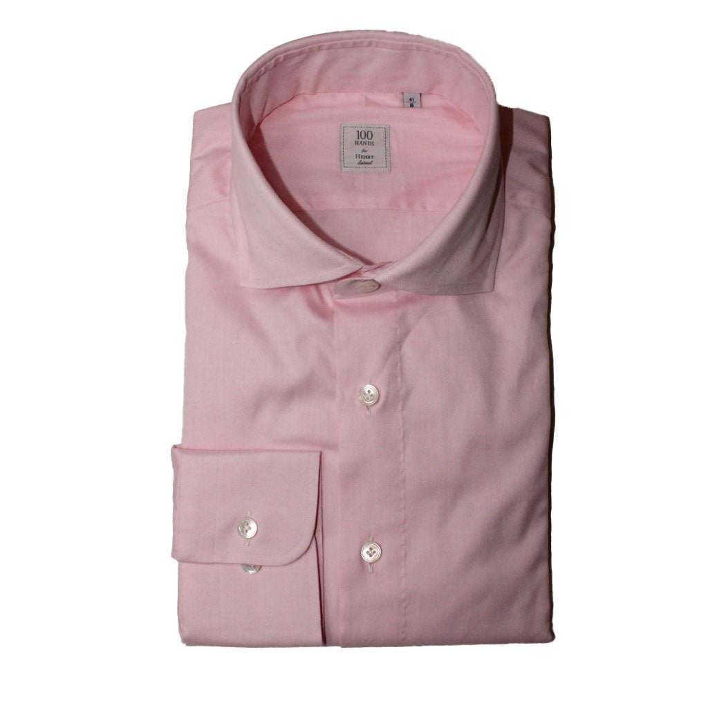 HENRY SARTORIAL X 100 HANDS Slim Fit Pink Oxford Shirt with Single Cuff - Premium Dress Shirt for Business, Office & Formal Occasions