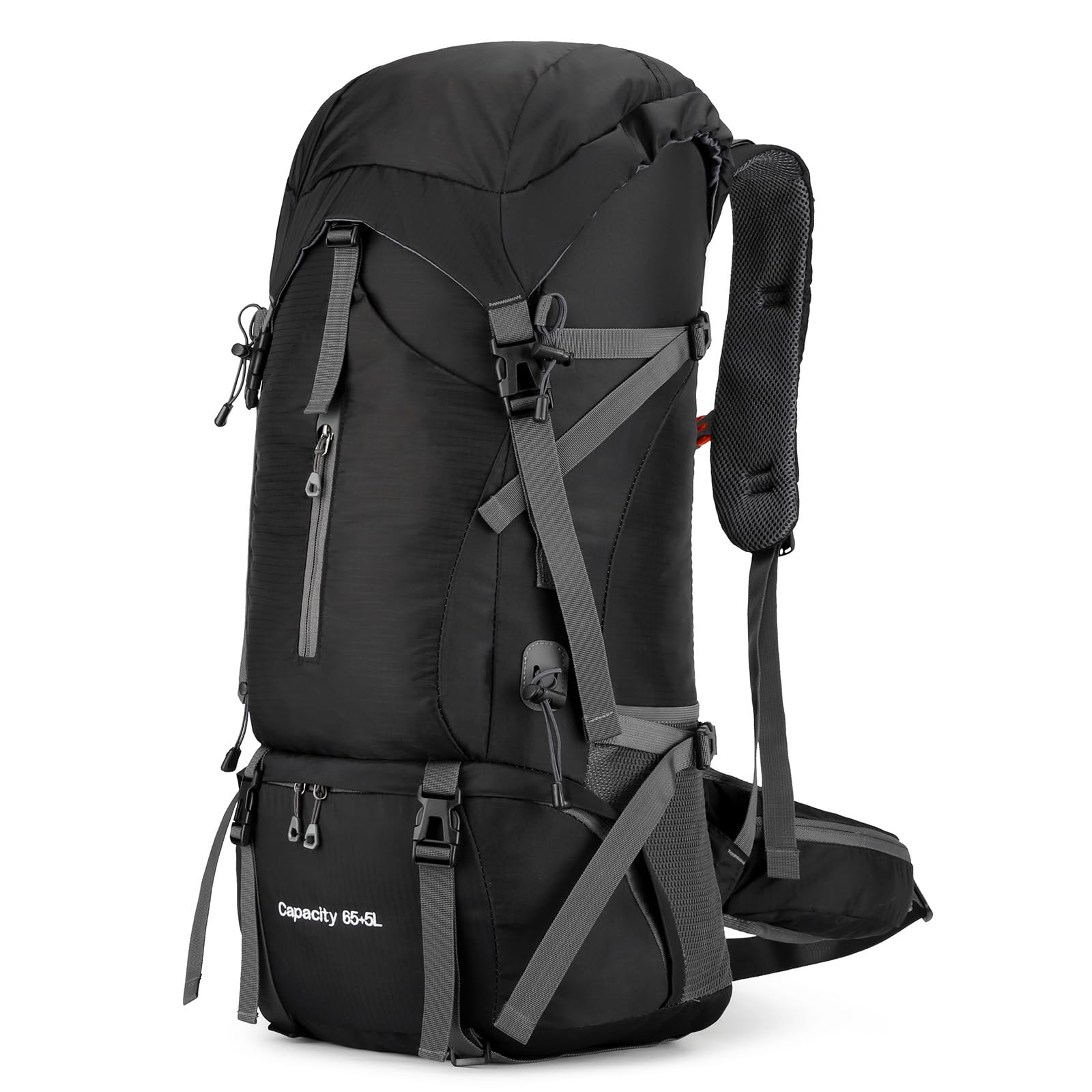 OKYUK 70L Waterproof Hiking Backpack - Lightweight Camping Backpack for Mountain Climbing, Outdoor Sports & Travel - Durable Daypack with Rain Cover - Perfect for Hiking, Camping, Cycling & Adventure Tours (Black, 70L)