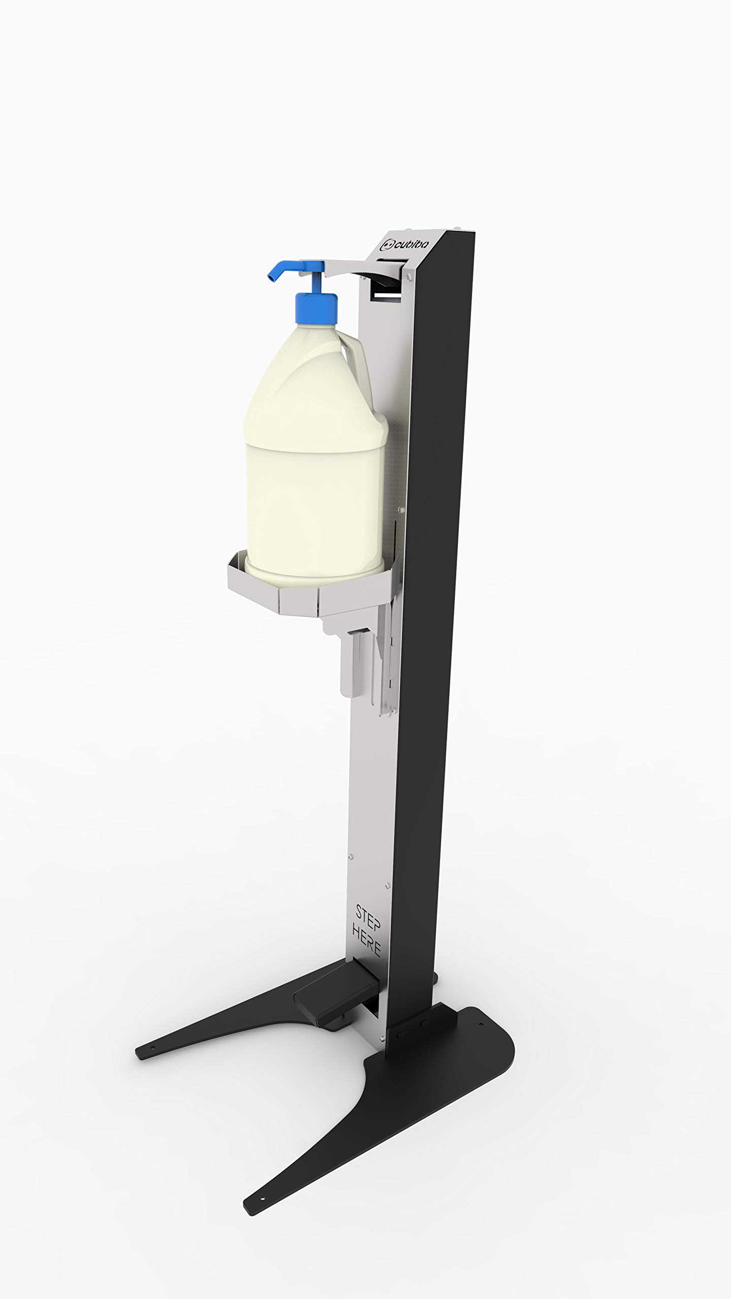 Foot Operated Hand Sanitizer Stand - Heavy Duty 100% Steel Base - Compatible with 1 Gallon Bottles - Non-Slip Stable Design for Home, Office & Public Spaces - Portable or Wall Mount Sanitizing Station for Touch-Free Hygiene