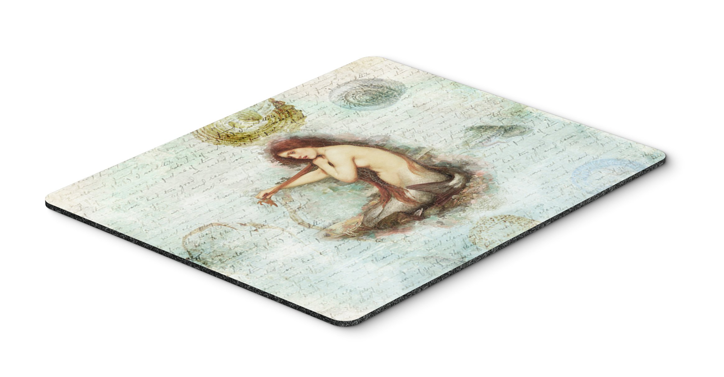Caroline's Treasures SB3047MP Beach Mermaid Design Large Washable Mouse Pad - Non-Slip Computer Mouse Mat for Home Office, Gaming & Work | Perfect as Hot Pad & Trivet for Kitchen Use