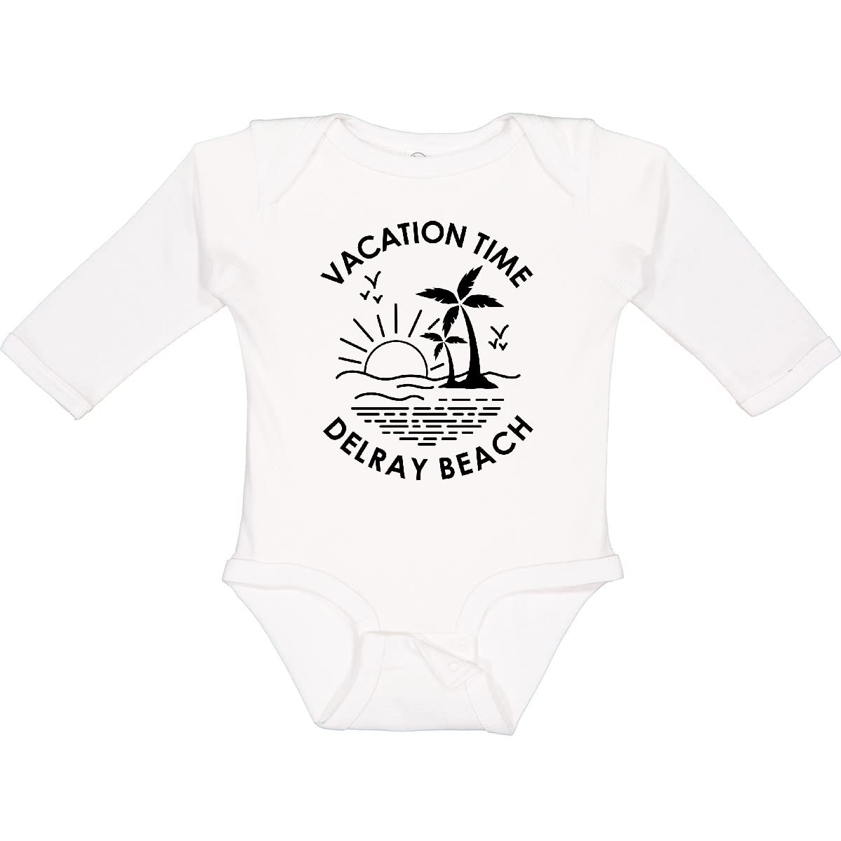 Inktastic Vacation Time in Delray Beach Long Sleeve Baby Bodysuit - Soft Cotton Creeper for Newborns & Infants - Perfect for Beach Trips, Family Photos & Casual Outings