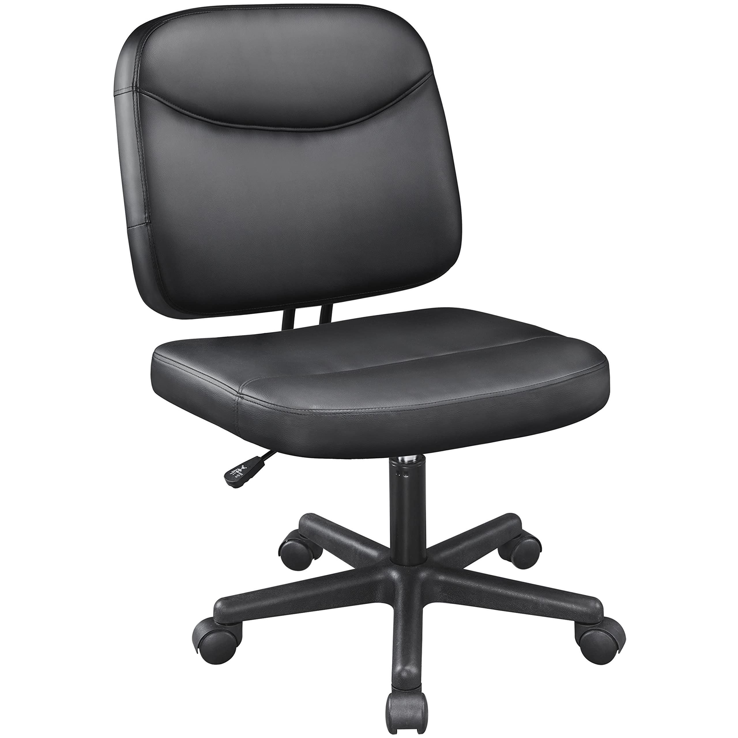 Topeakmart Adjustable Height Faux Leather Task Desk Chair - Armless Office Computer Chair for Home & Office, Black - Perfect for Workstations, Gaming & Study Desks
