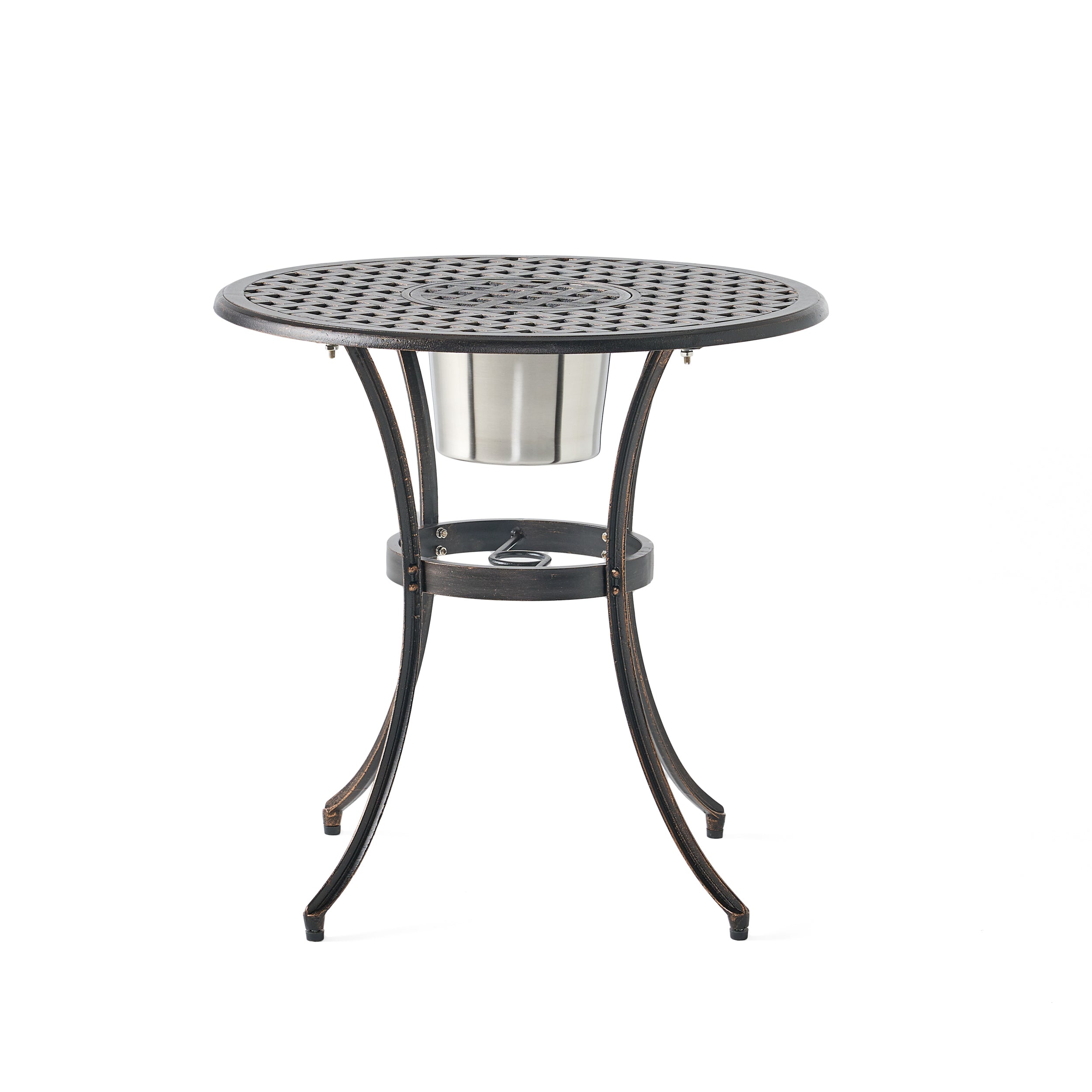 Camden 3-Piece Cast Aluminum Bistro Set with Ice Bucket - Outdoor Patio Dining & Entertaining