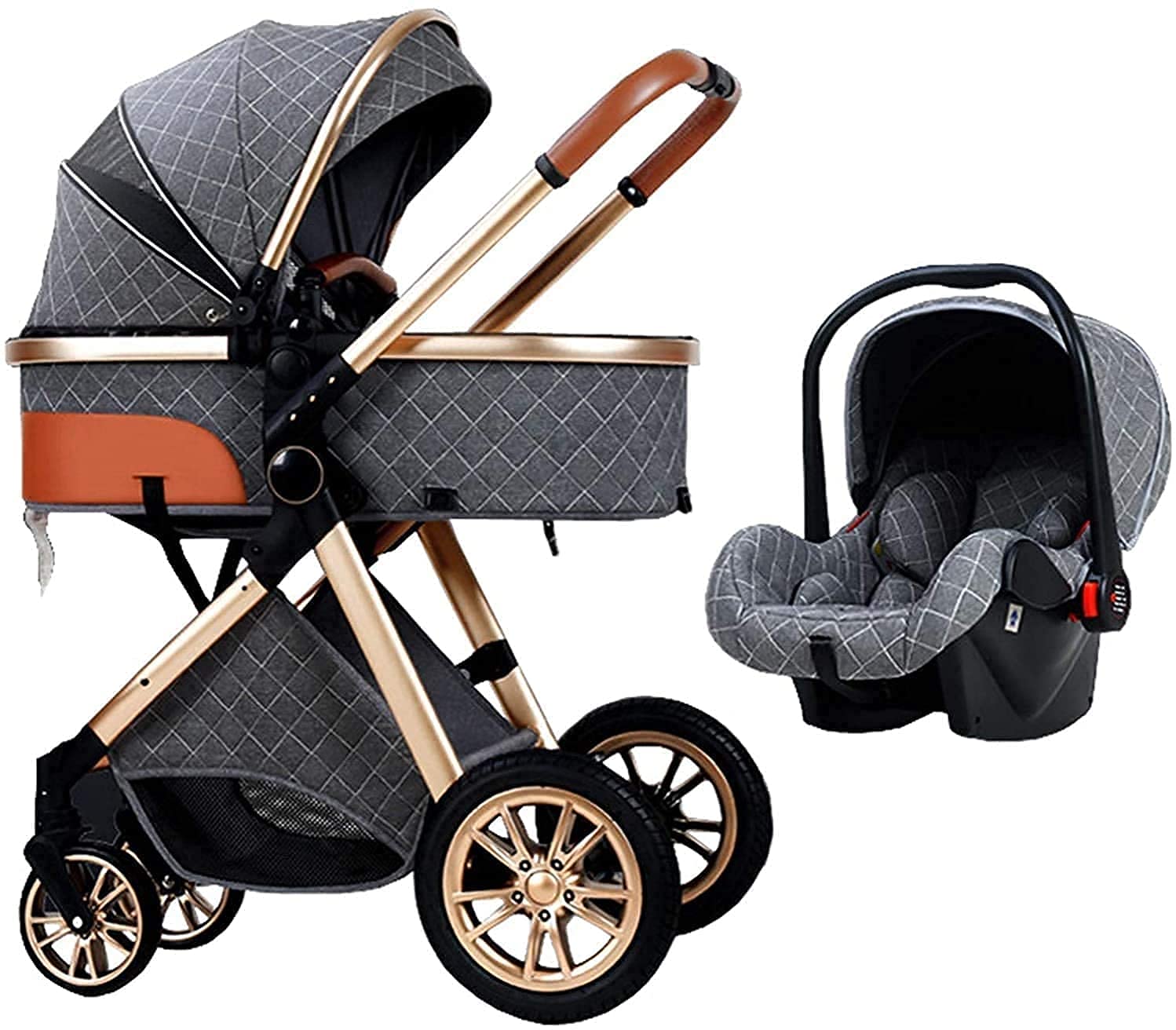 **Convertible Baby Stroller for Infant & Toddler - Lightweight Shock-Absorbing Travel Stroller with 5-Point Safety Harness, Large Storage Basket & Rain Cover - Includes Free Mommy Bag (Color A) - Perfect for Shopping, Travel & Daily Walks**