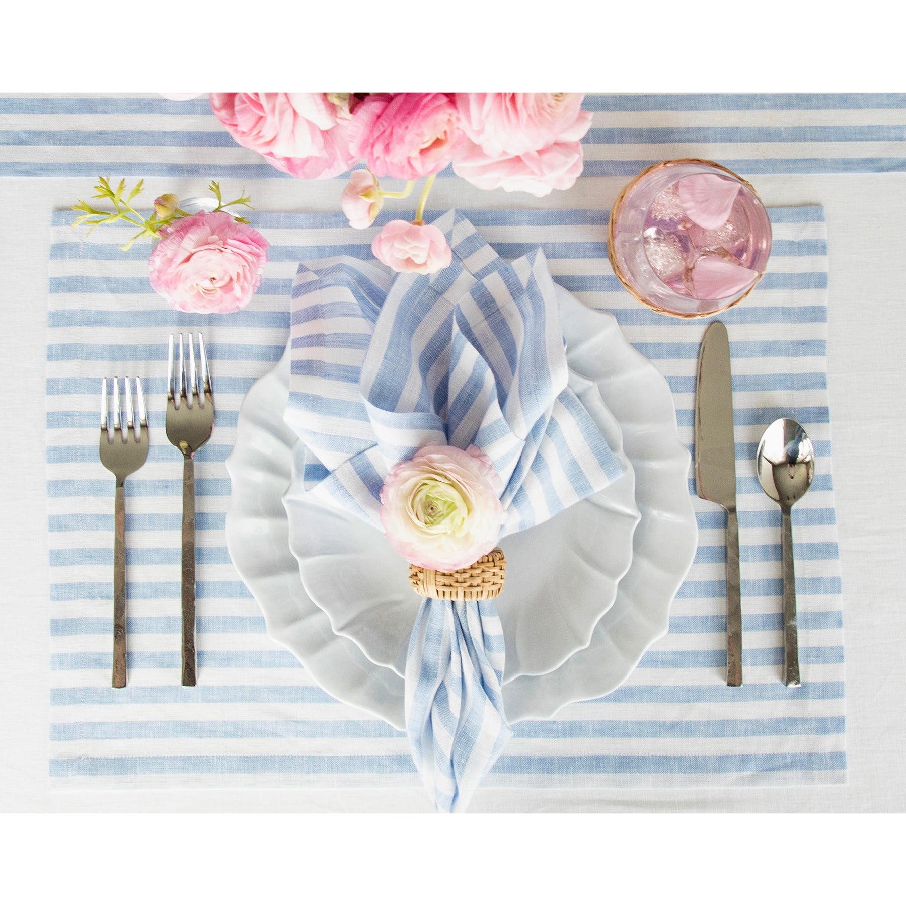 Amalfi Stripe Cotton Placemats Set of 6 - Waterproof & Washable Table Mats for Dining, Kitchen, and Party Decor - Elegant Italian-Inspired Table Setting Accessories