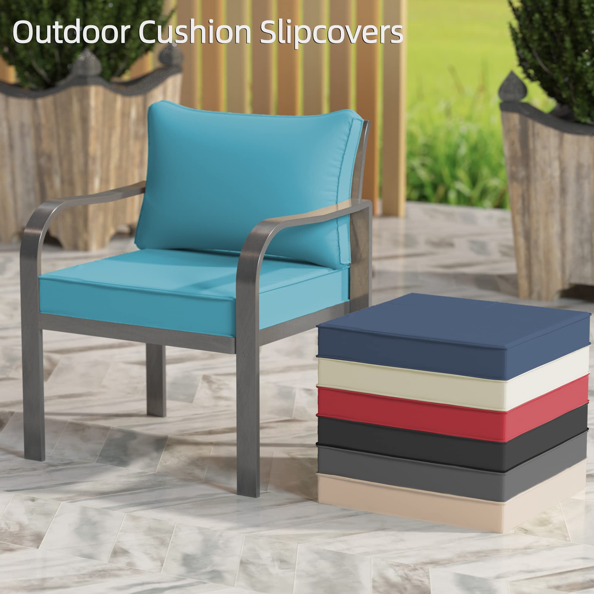 11-Piece Outdoor Cushion Covers Set - Waterproof Patio Furniture Replacement Slipcovers for Sofa, Seat & Back Pillows (Blue) - Perfect for Garden, Deck, Poolside & Patio Furniture Protection