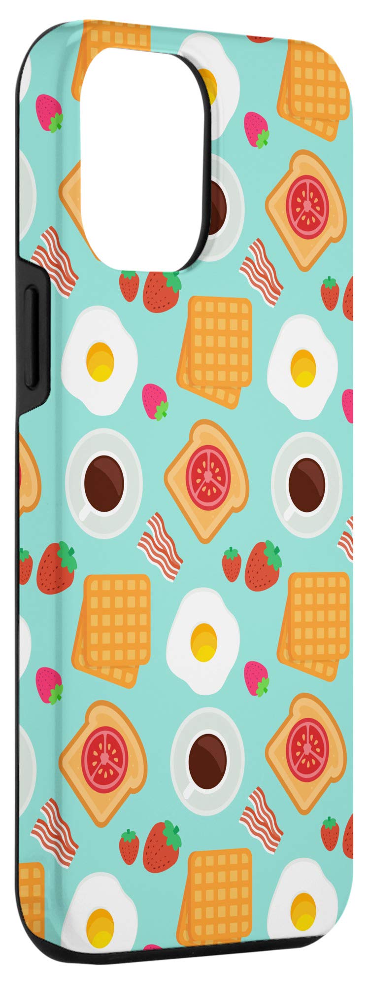 Funny Breakfast Coffee Toast Bacon Strawberry Fried Egg iPhone 12 Pro Max Case - Perfect for Food Lovers & Coffee Enthusiasts