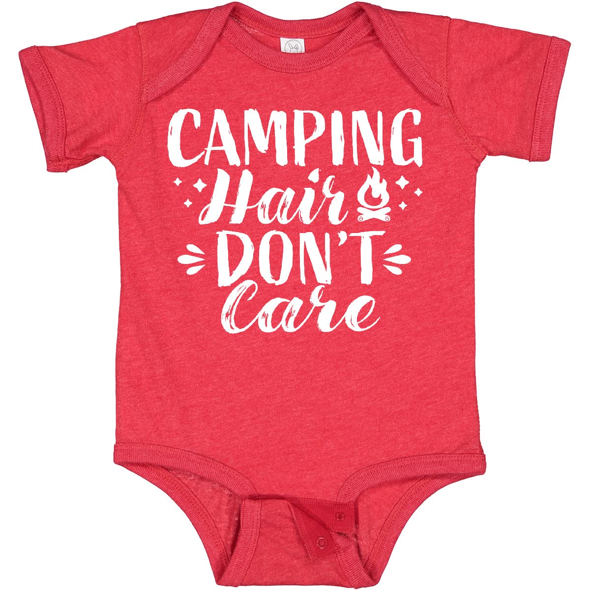 Inktastic Camping Hair Don't Care with Campfire Baby Bodysuit - Cute & Comfortable Infant Outfit for Outdoor Adventures, Camping Trips & Family Gatherings
