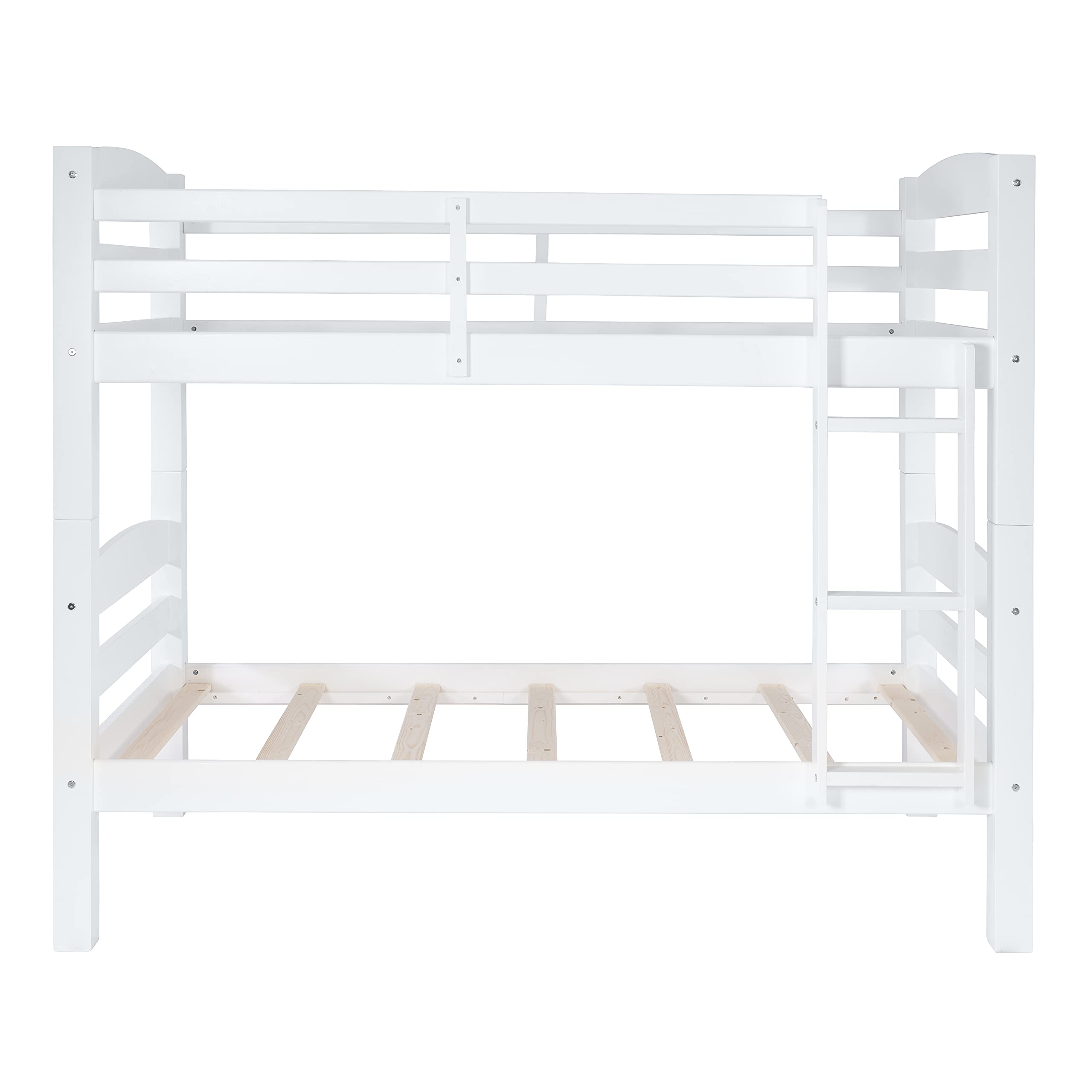 Powell Levi White Twin Over Twin Bunk Bed - Space Saving Kids Bedroom Furniture for Siblings or Sleepovers | Sturdy Wooden Bunk Beds for Small Rooms & Shared Bedrooms