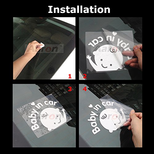 1Pc Aaron White Baby in Car (Boy) Safety Decal - High-Visibility Car Sticker for Child Safety, Perfect for Rear Windows & Family Vehicles